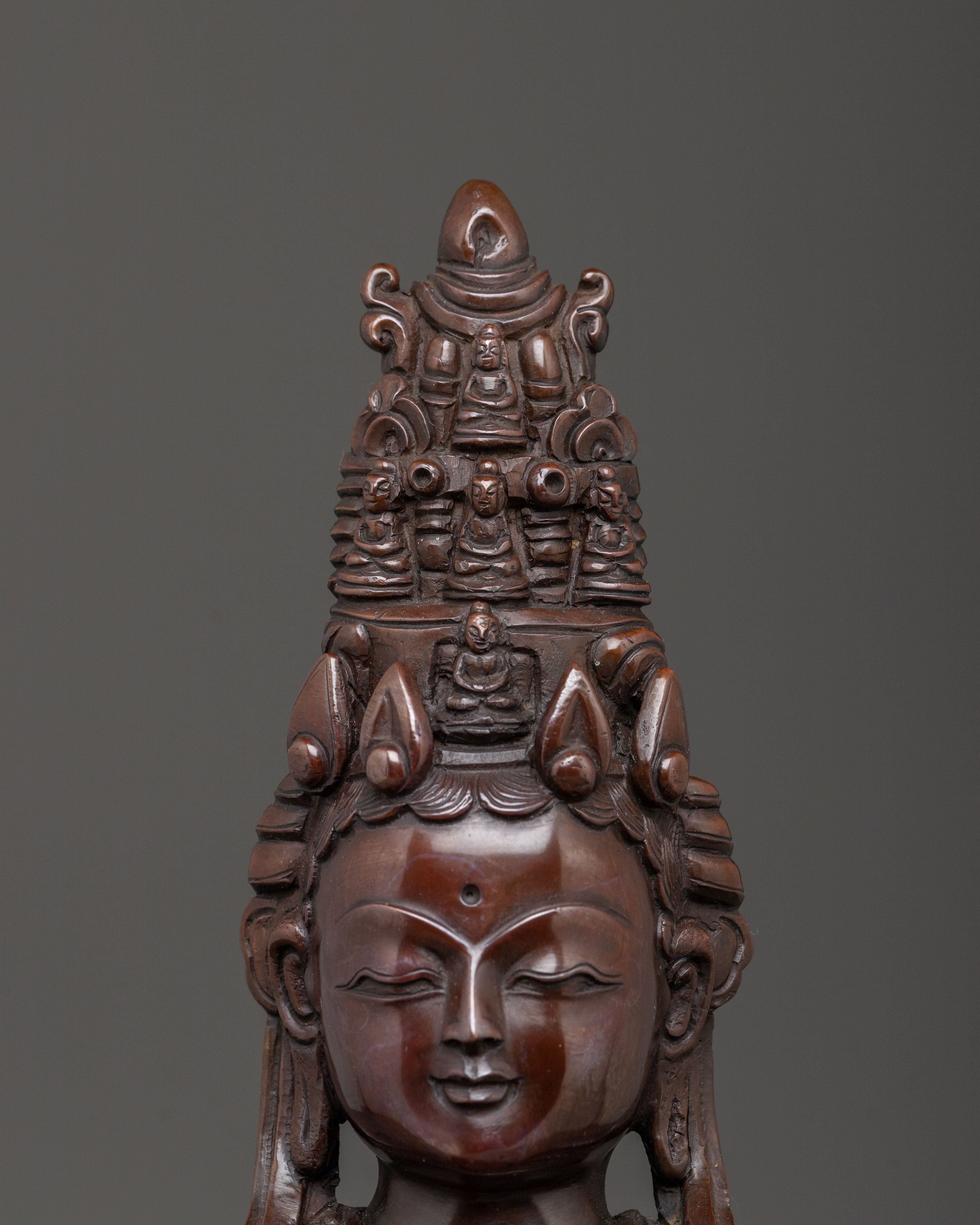 Kuan Yin Statue | Serene Oxidized Copper