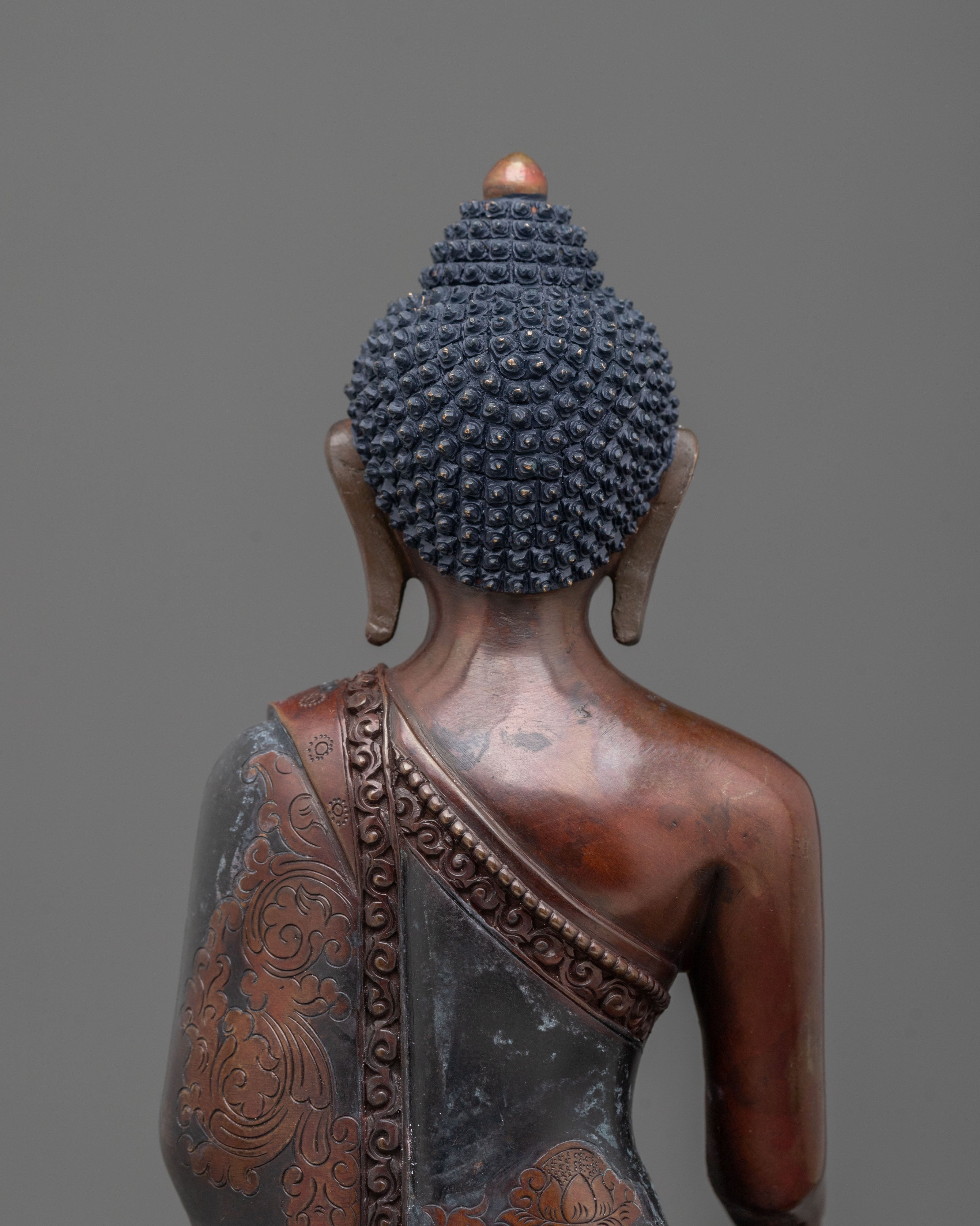Shakyamuni Buddha Sculpture | Oxidized Copper Altar Statue