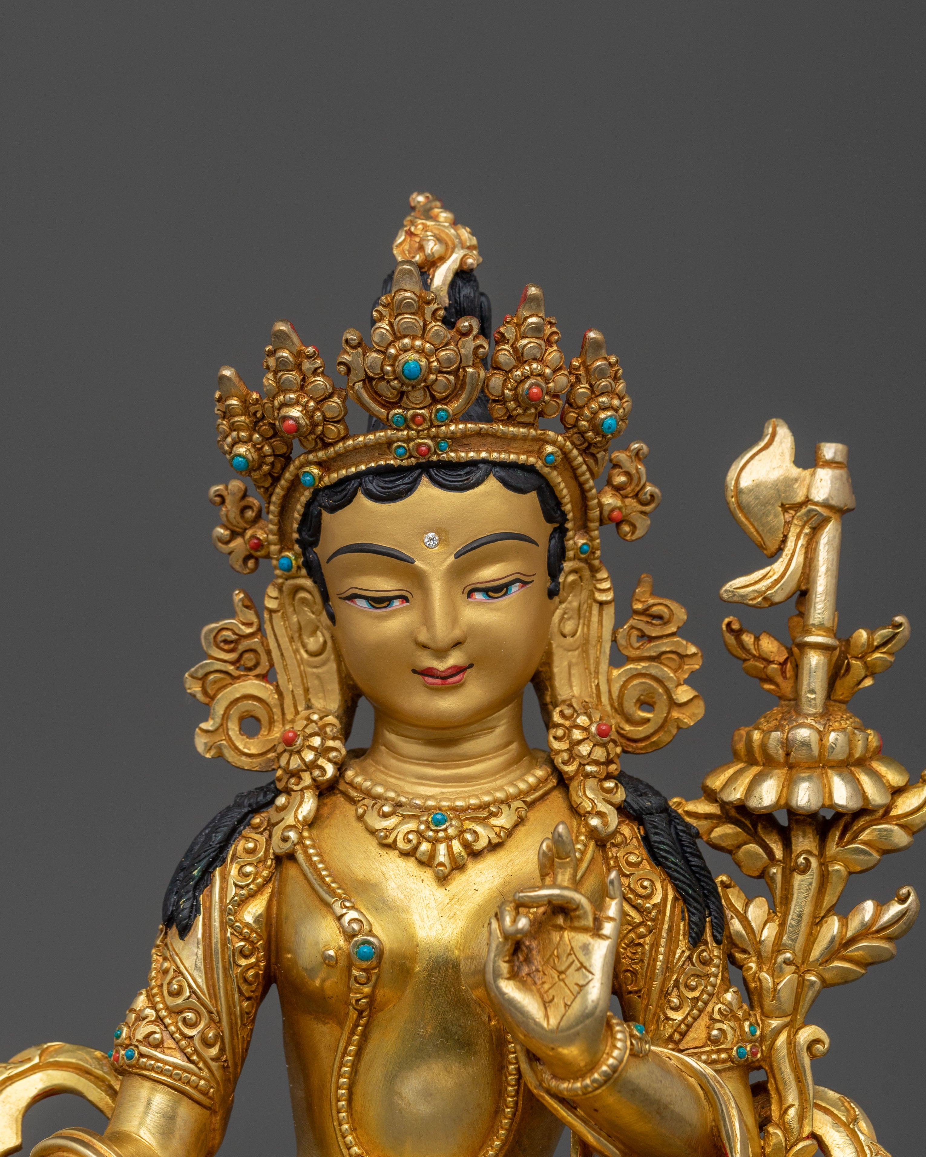 Traditional Tibetan 21 Tara Sculptures | 24K Gold Gilded Sacred Set