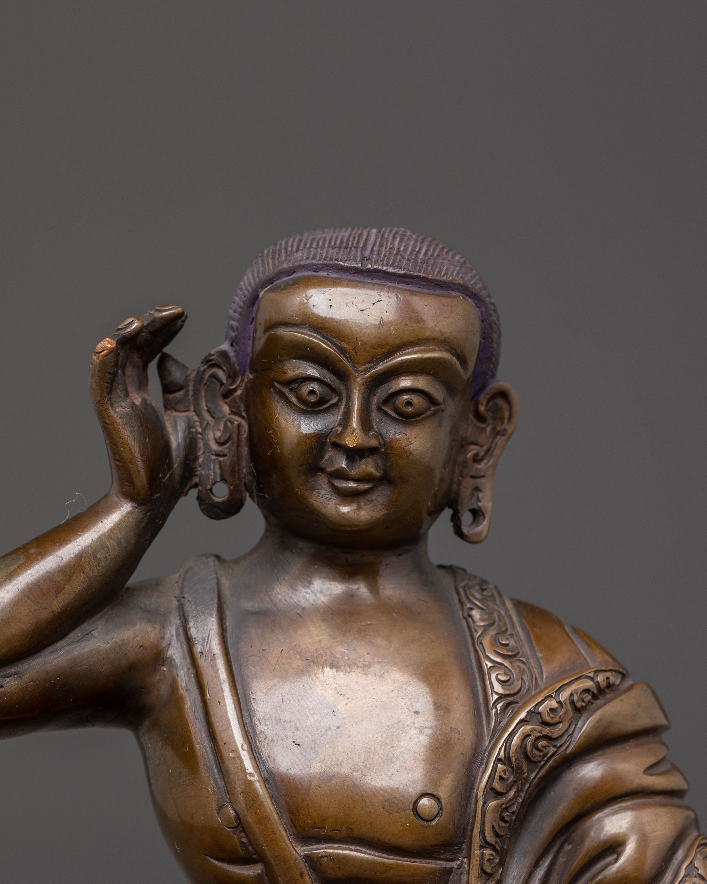 Handmade Milarepa Oxidized Statue | Tibetan Yogi and Poet