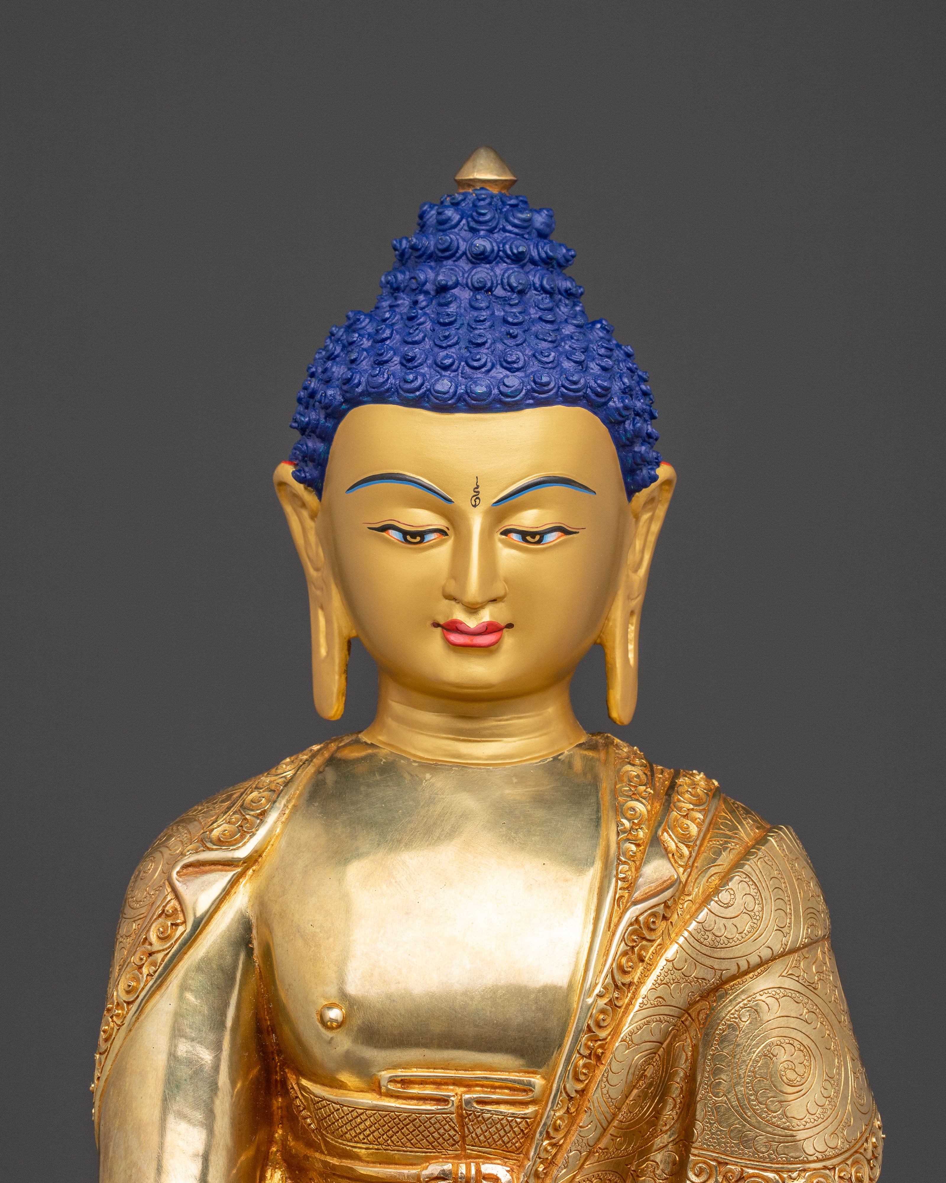 Golden Shakyamuni Buddha Sacred Statue | 24k Gold Glided