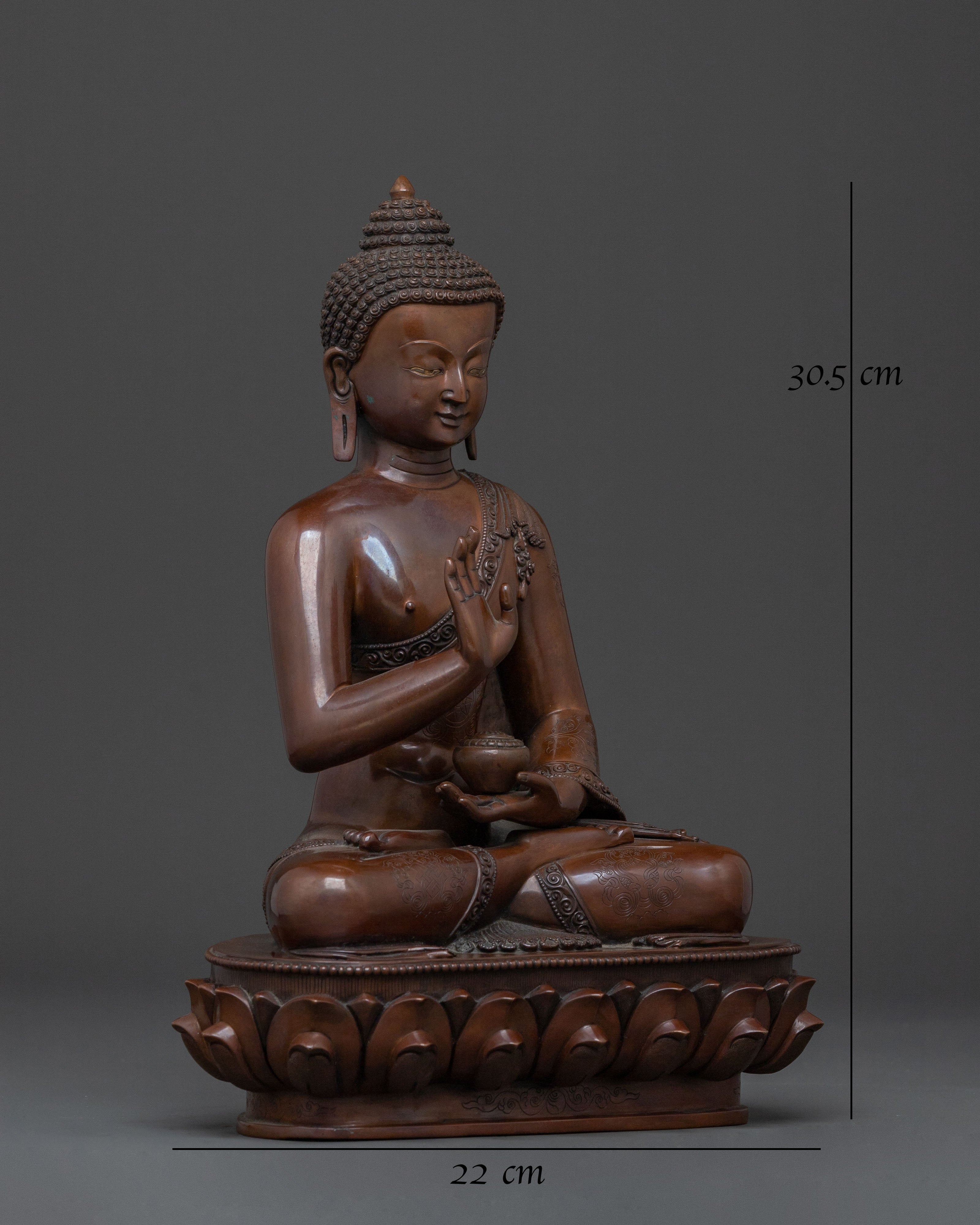 Amogasiddhi Wisdom Buddha | Oxidized Copper Statue