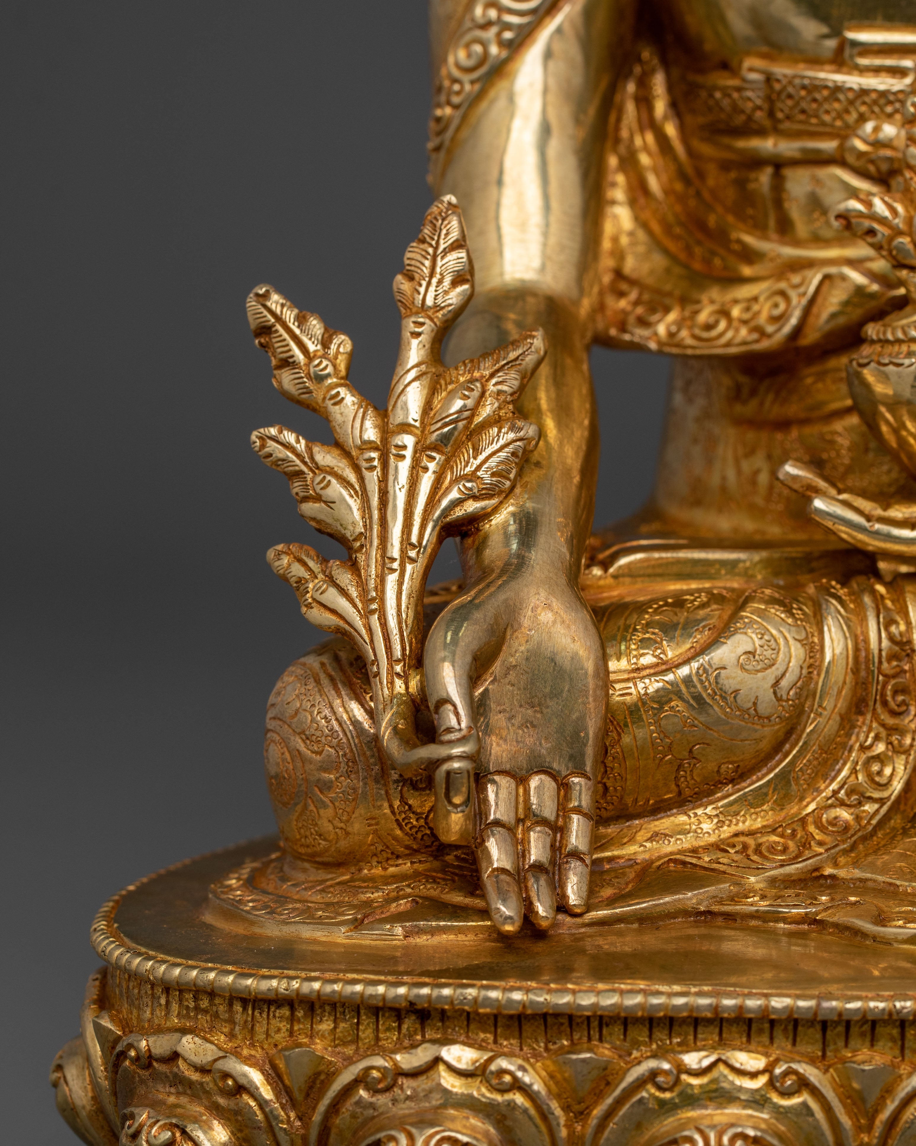 Sacred Medicine Buddha Statue of Healing - 24K Gold Gilded