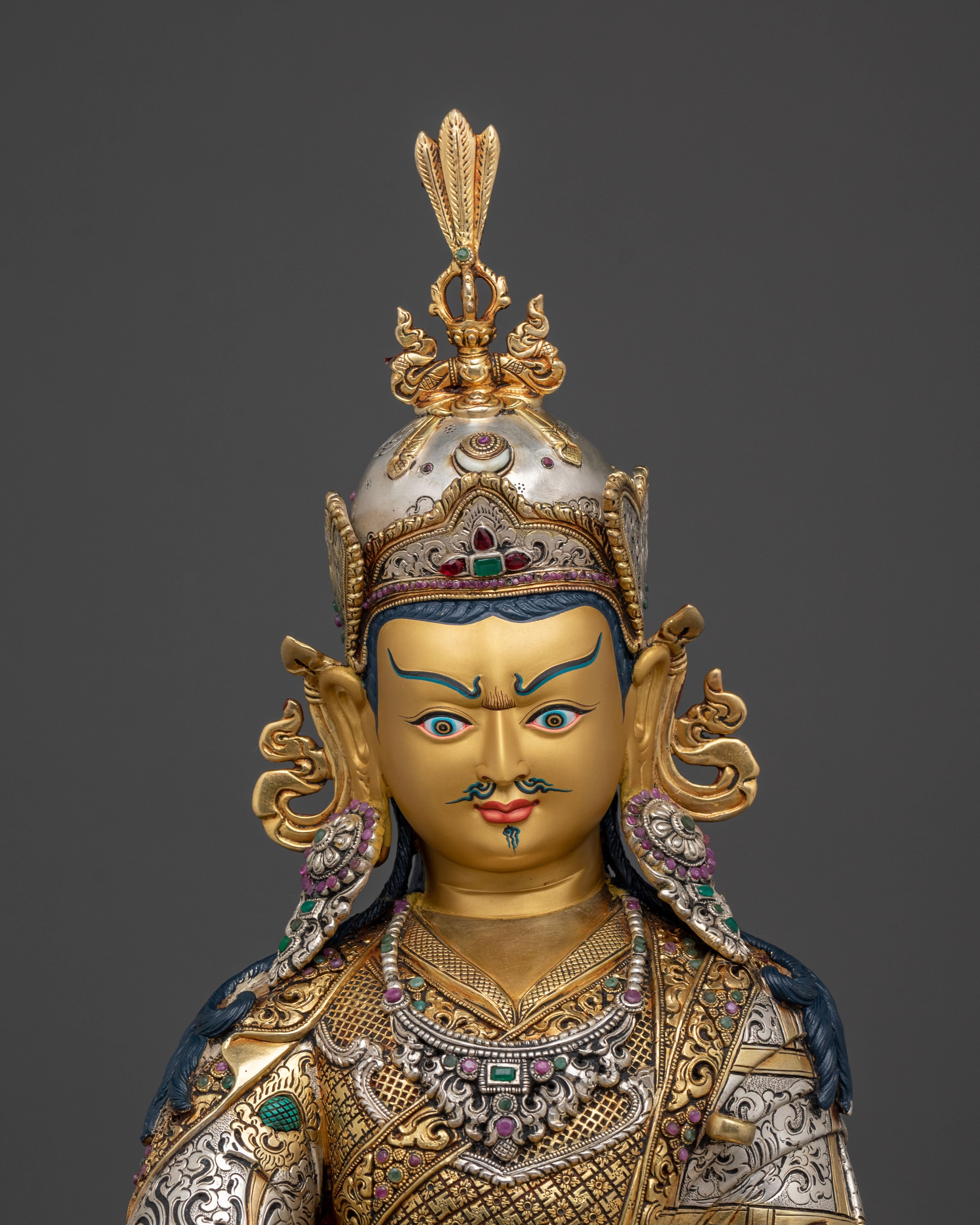 Tibetan Guru Padmasambhava Sacred Sculpture | 24K Gold Gilded
