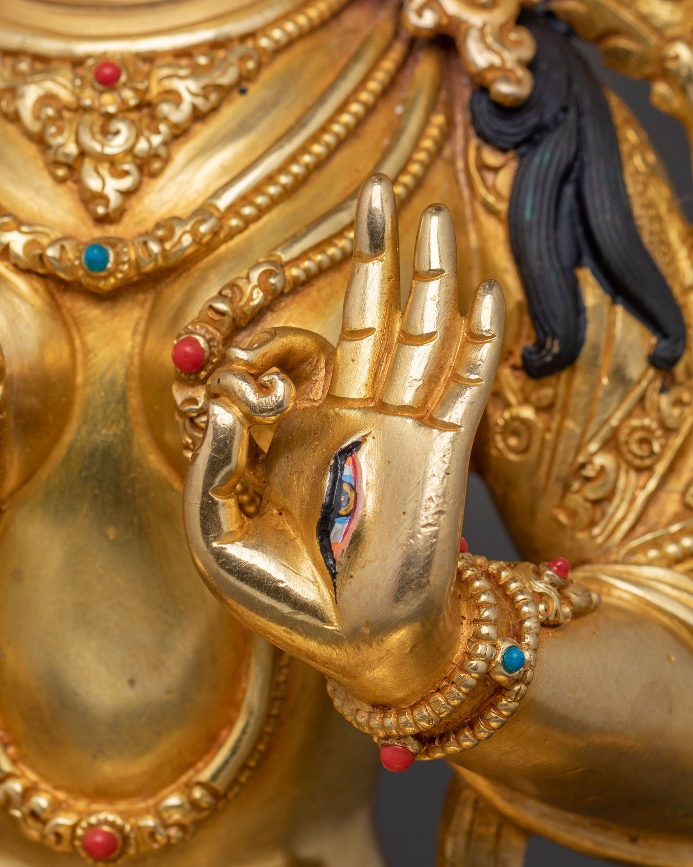 Radiant Golden Statue of White Tara | Copper Handcrafted Sculpture