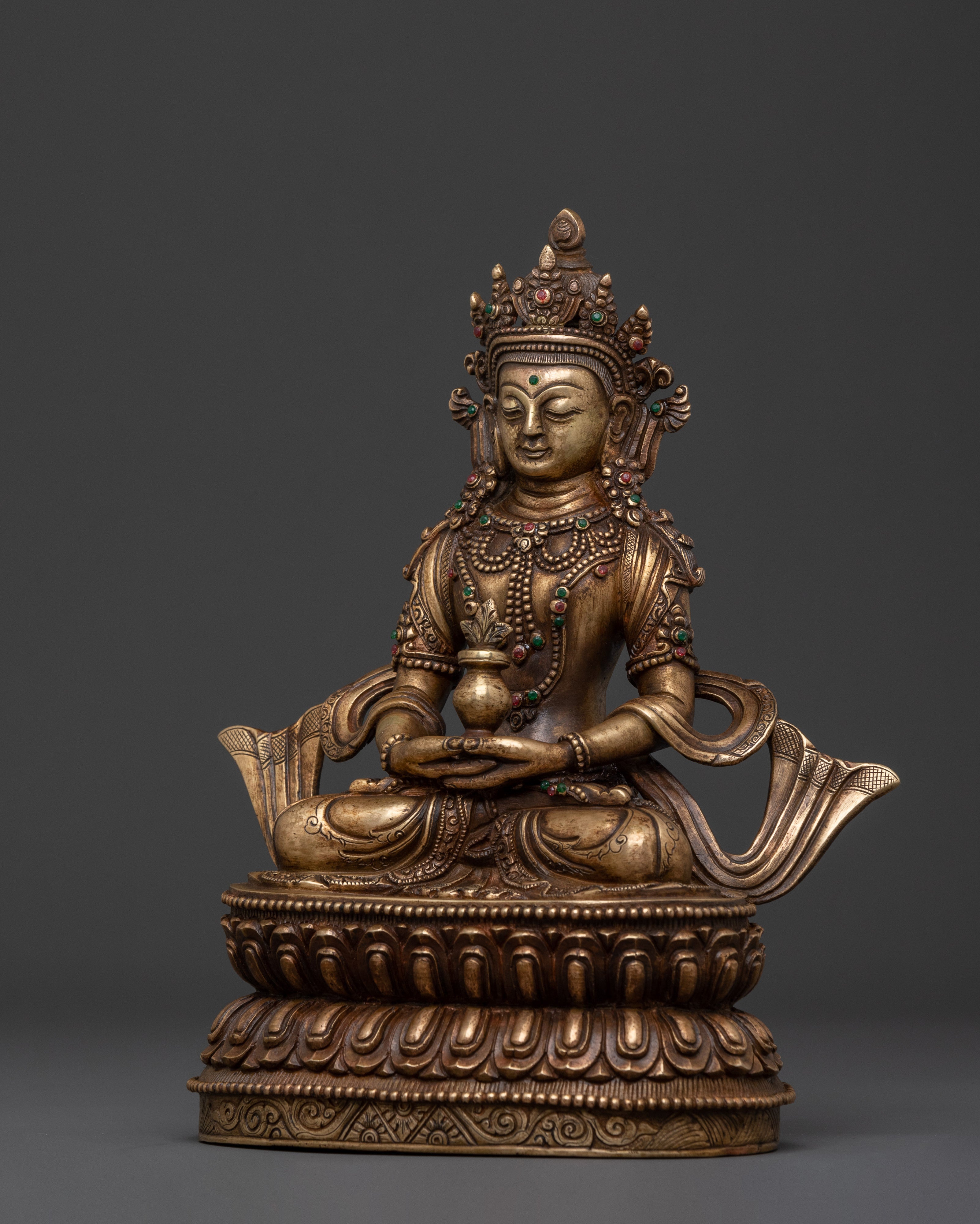 Amitayus Statue of Immortality | Bronze & Gemstone