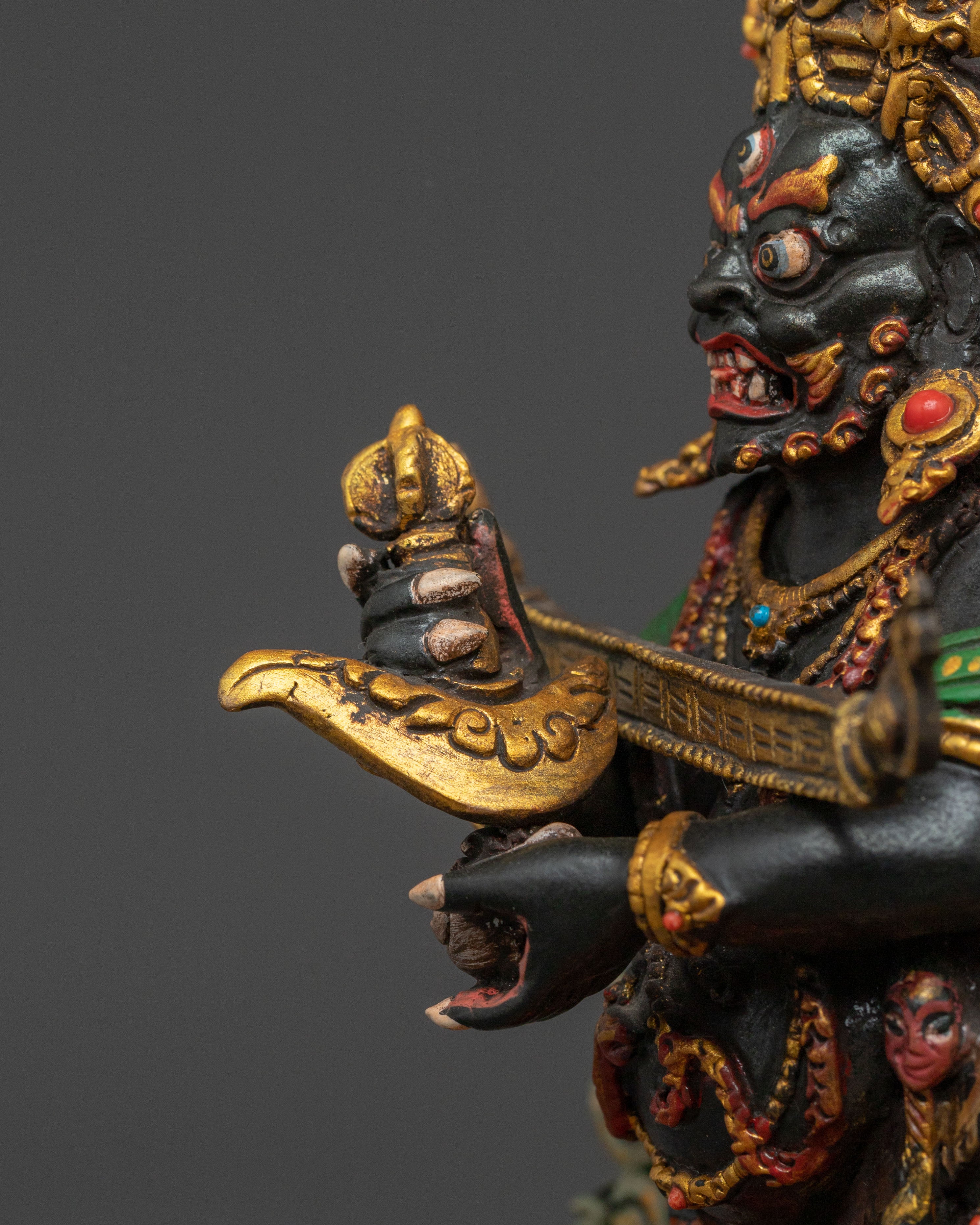 Sakya Mahakala Protection Statue – Hand-Gilded Copper Art