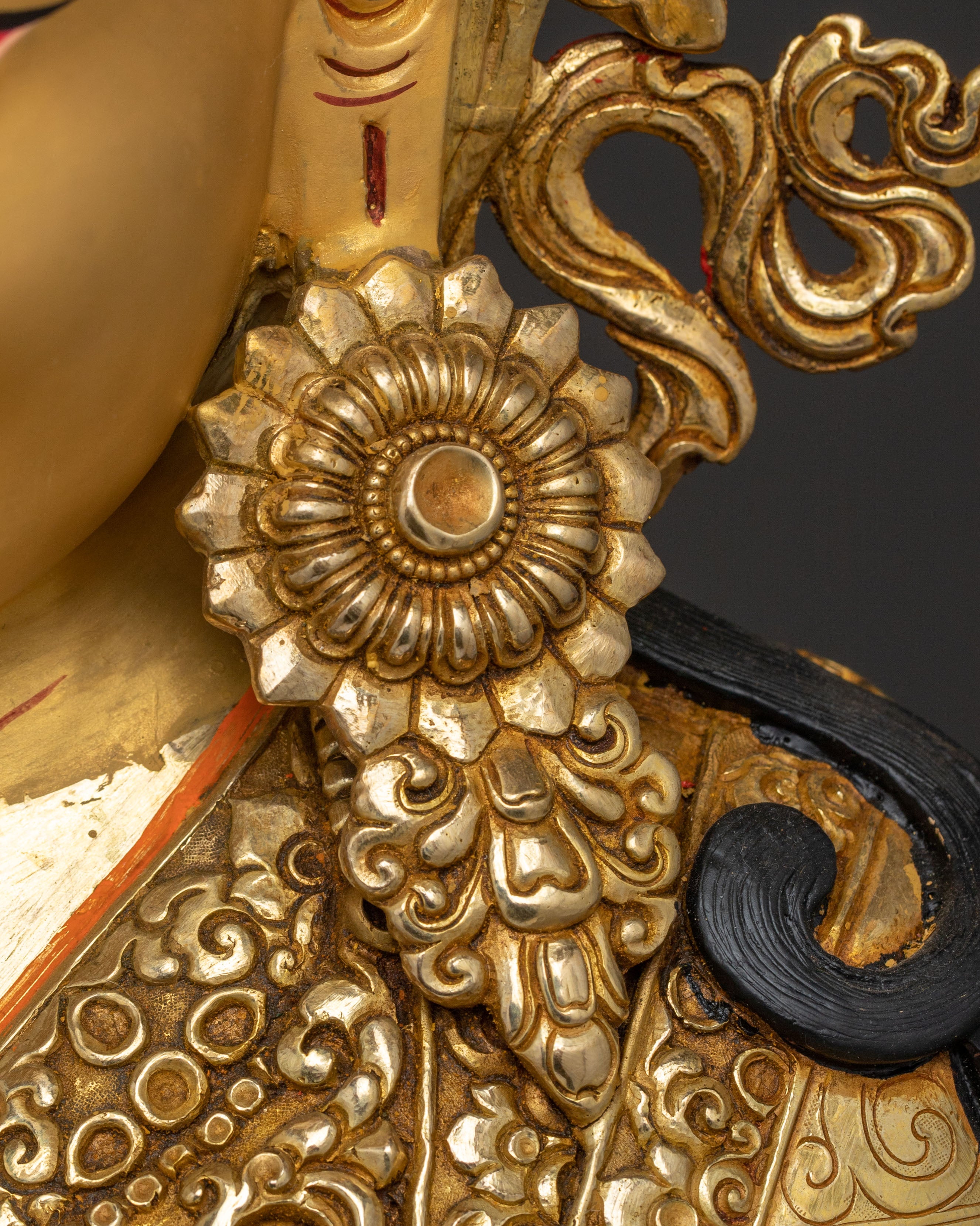 Exquisite 24K Gold Gilded Handcrafted Guru Rinpoche Spiritual Statue