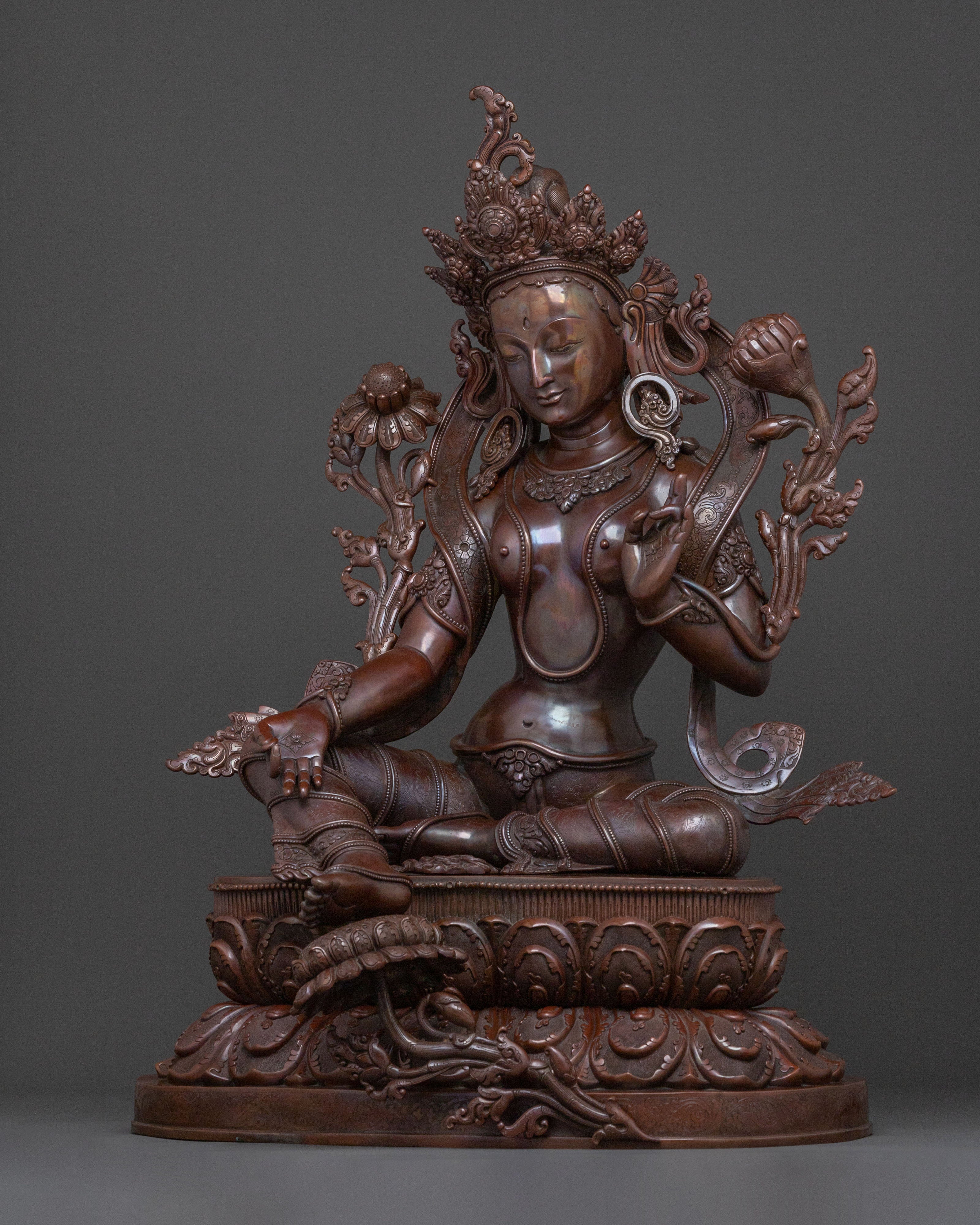 Divine Green Tara Figurine | Tibetan Buddhist Goddess