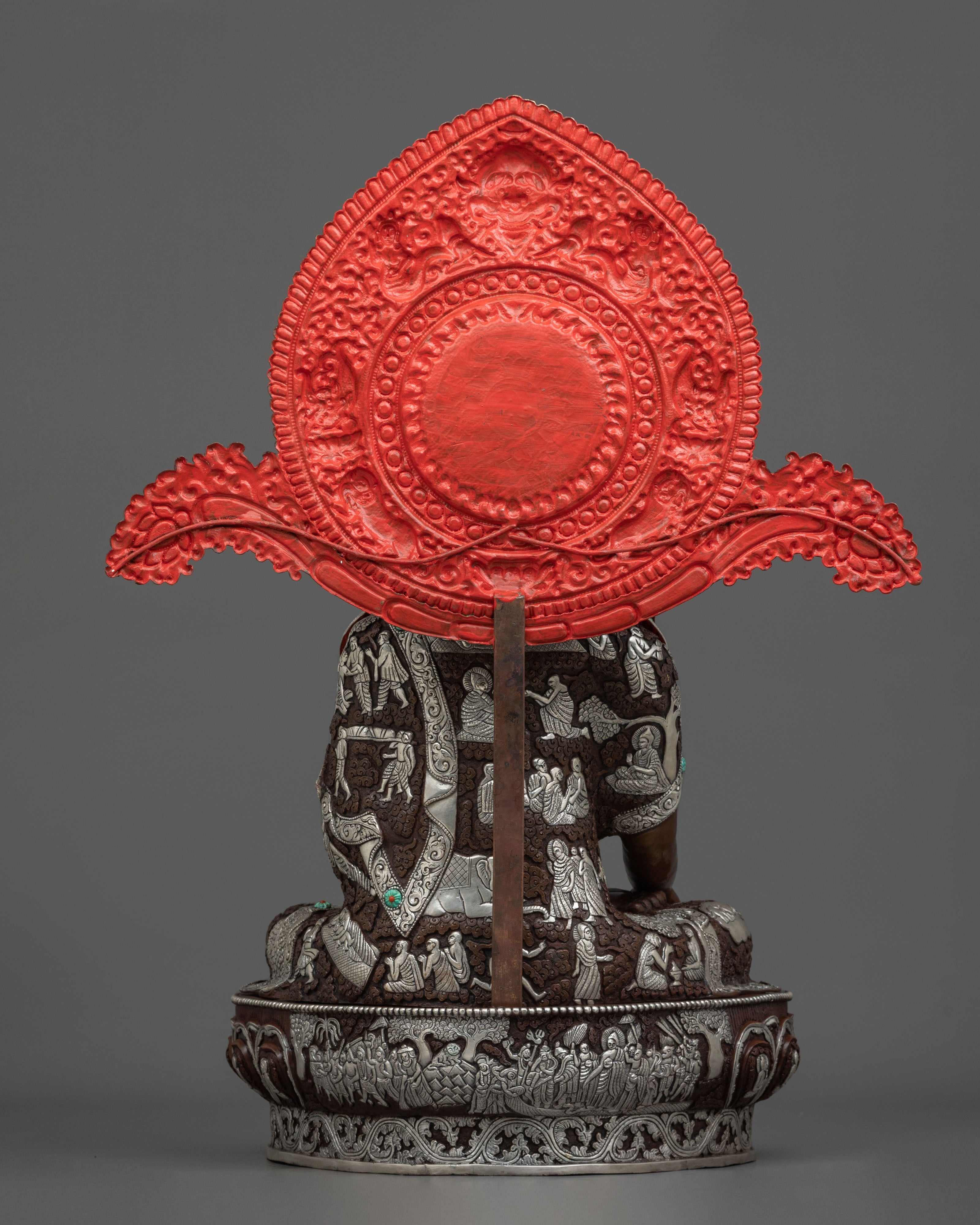 Crown Shakyamuni Buddha Oxidized Sculpture | Silver Plated