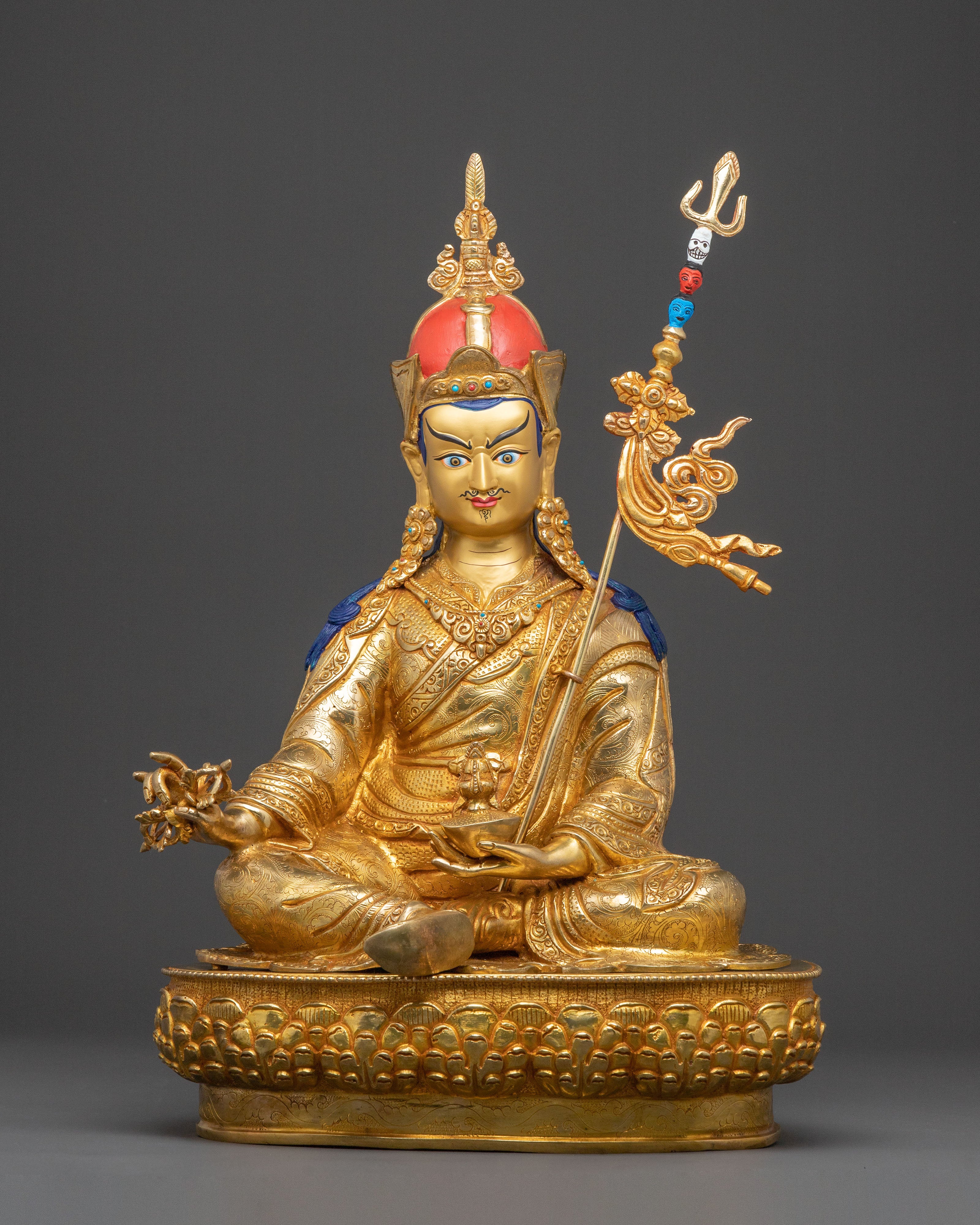 Golden Lotus Born Guru Rinpoche Sacred Statue 