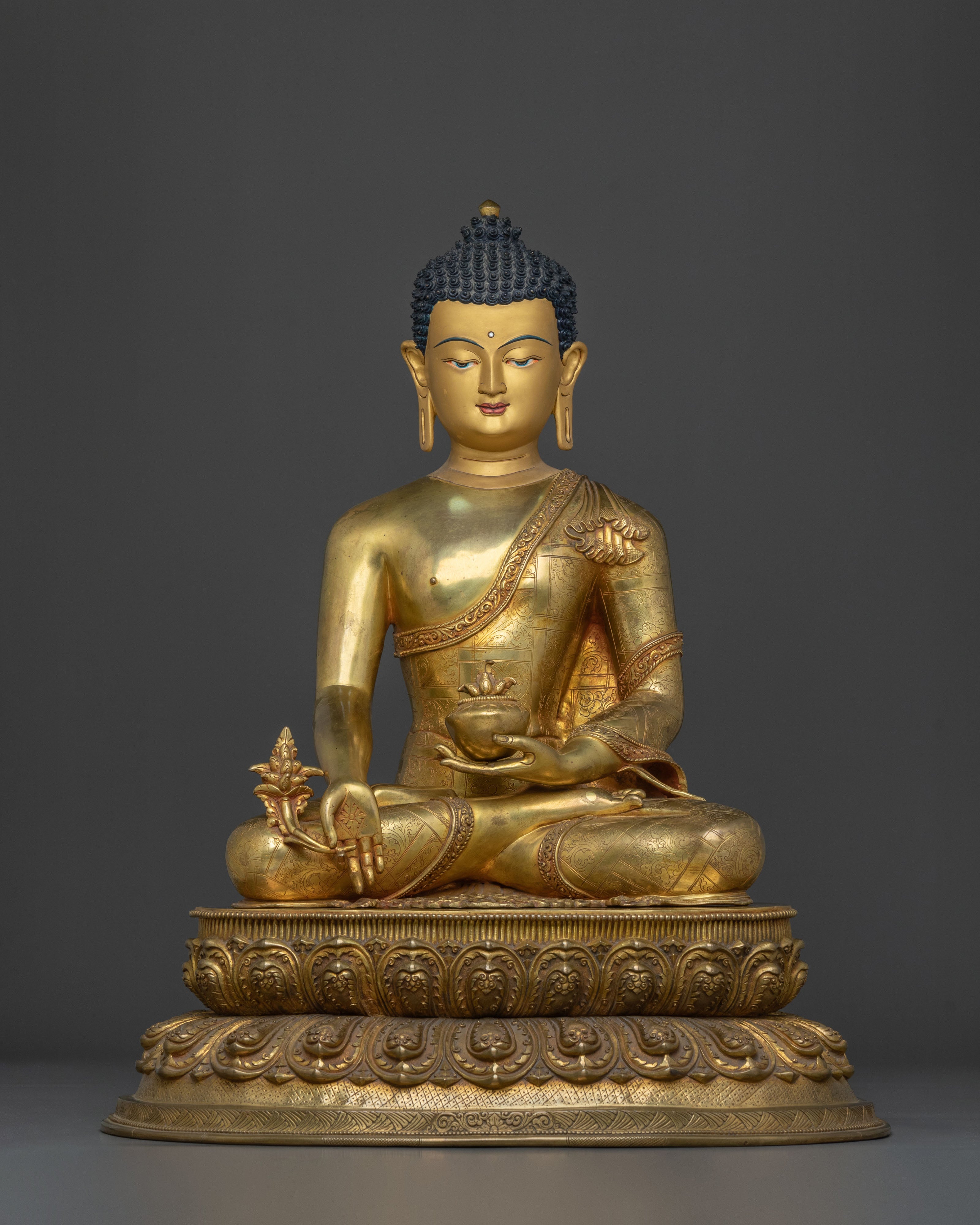 Tibetan Medicine Buddha Buddhist Statue | 24K Gold Gilded