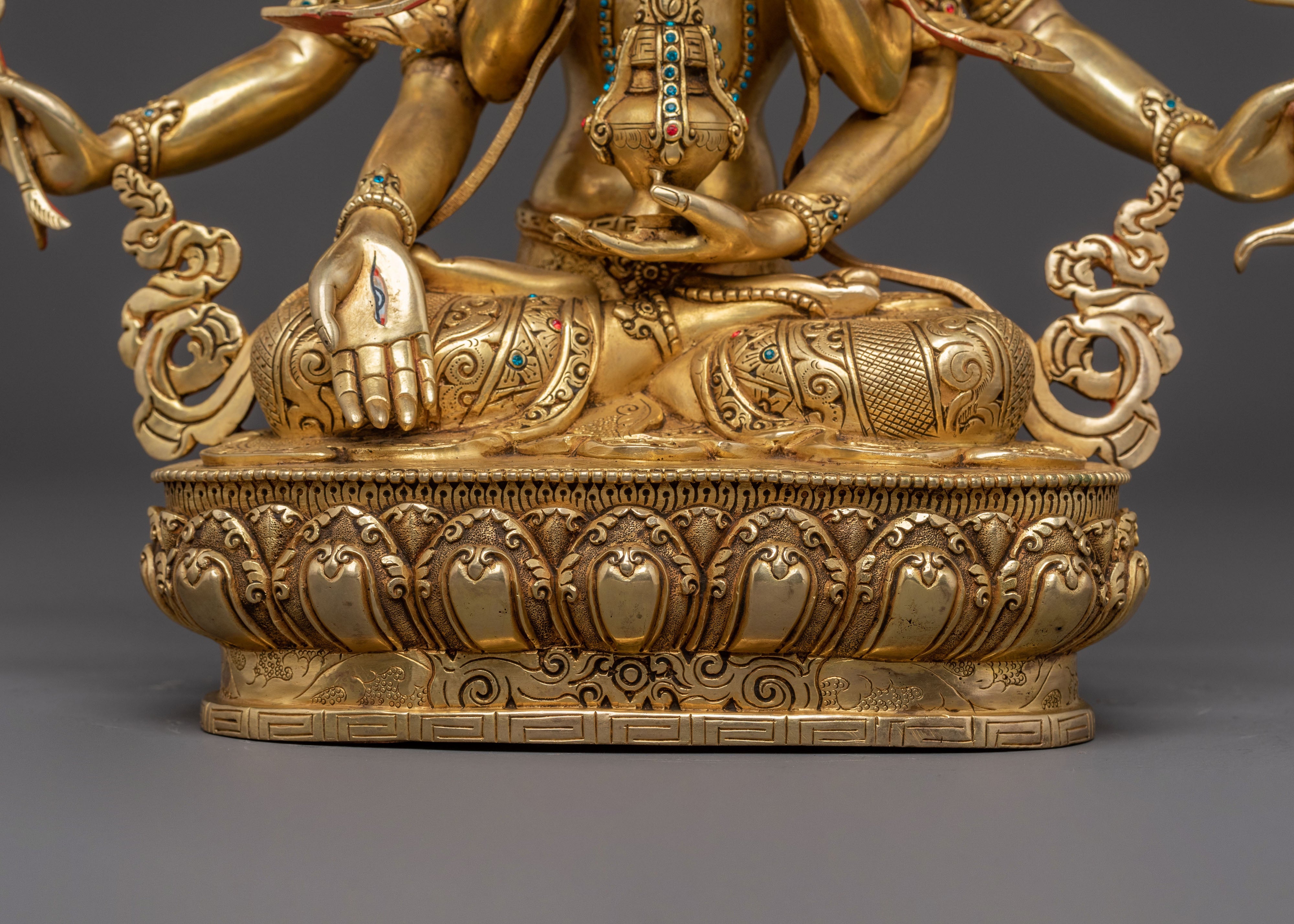 Tibetan Buddhism Deity Namgyalma Statue: Hand-Gilded Copper Masterpiece
