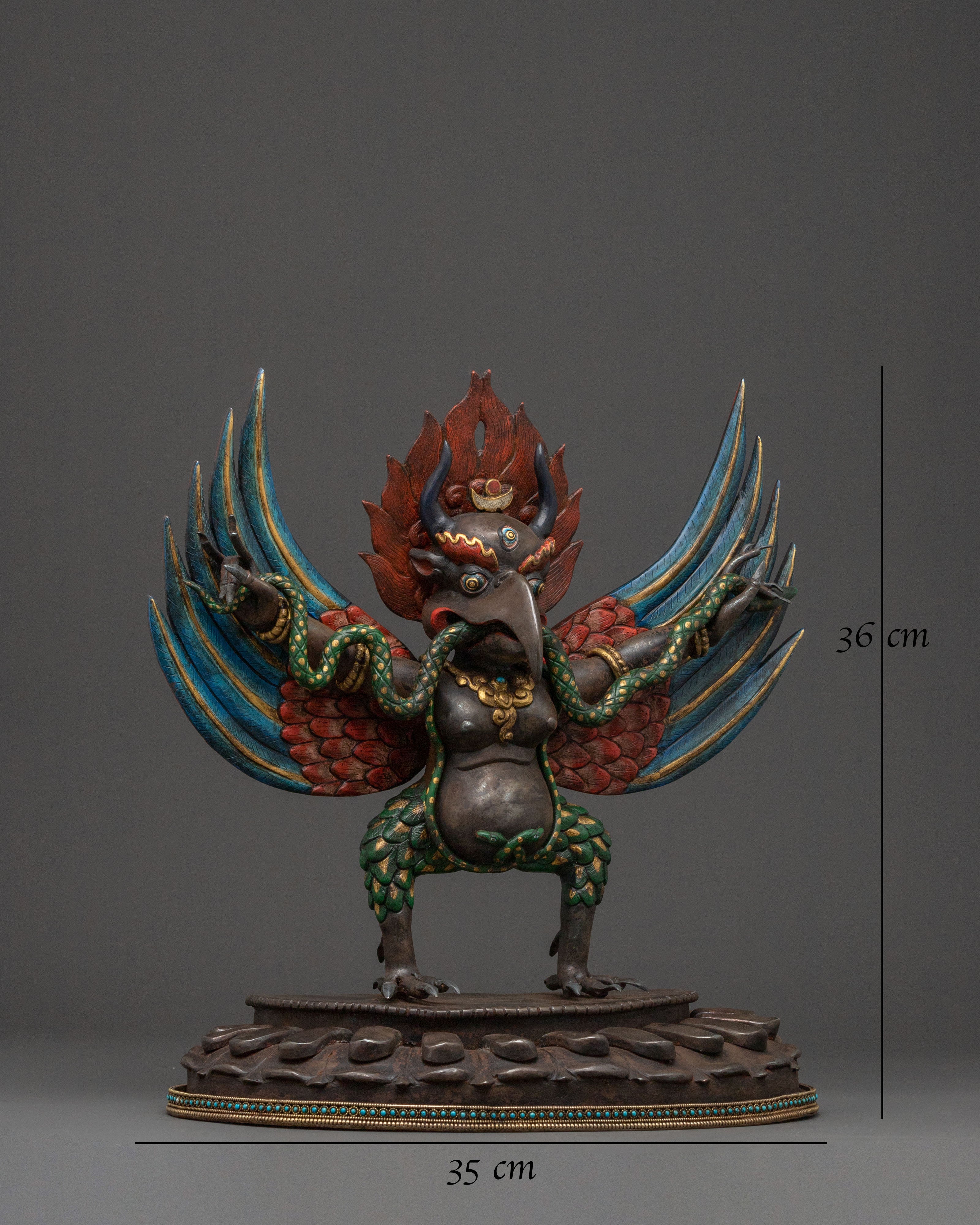 Garuda Fierce Protector Statue – Oxidized Copper Art