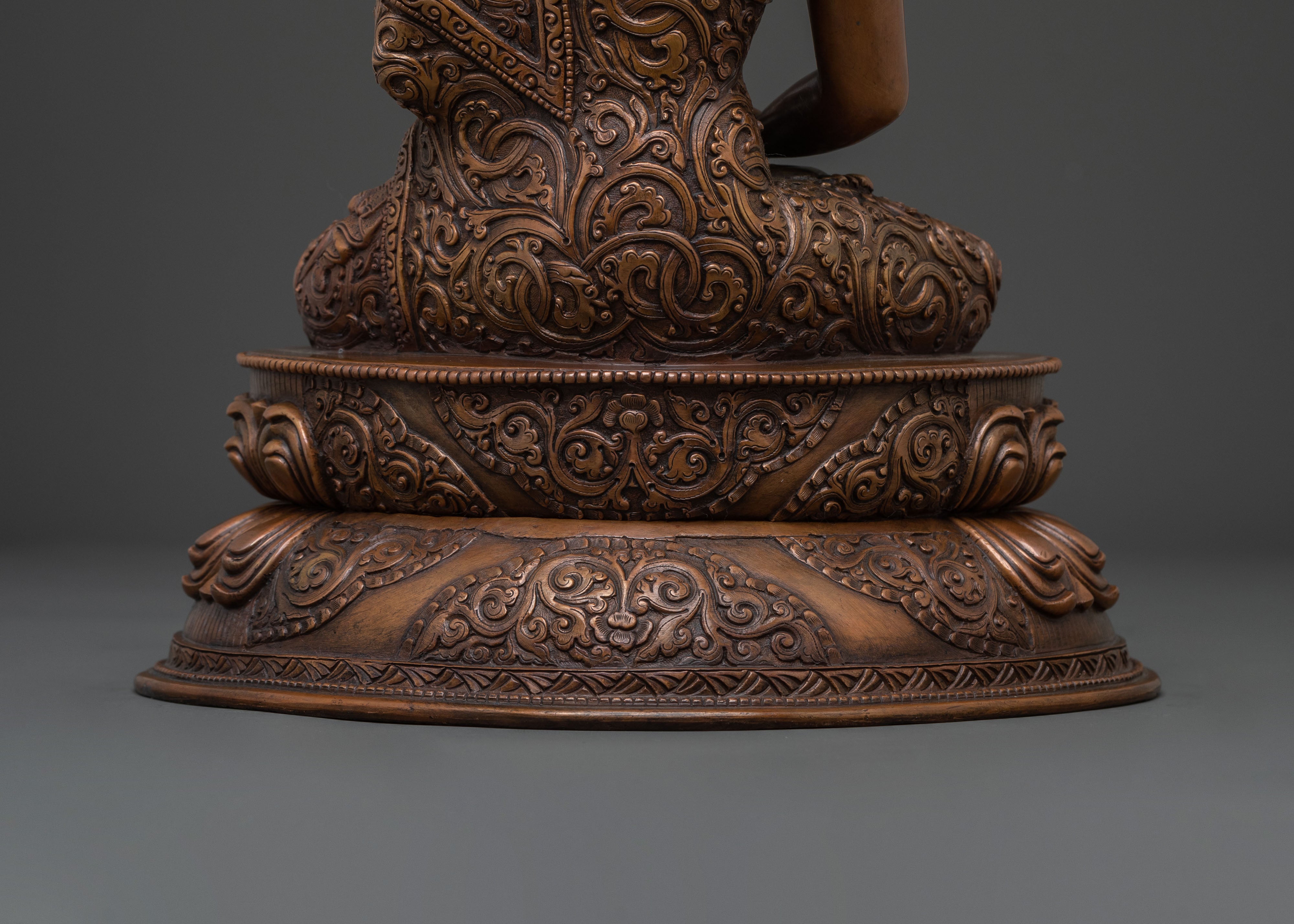 Amitabha Buddha Serene Compassion Statue in Oxidized Copper