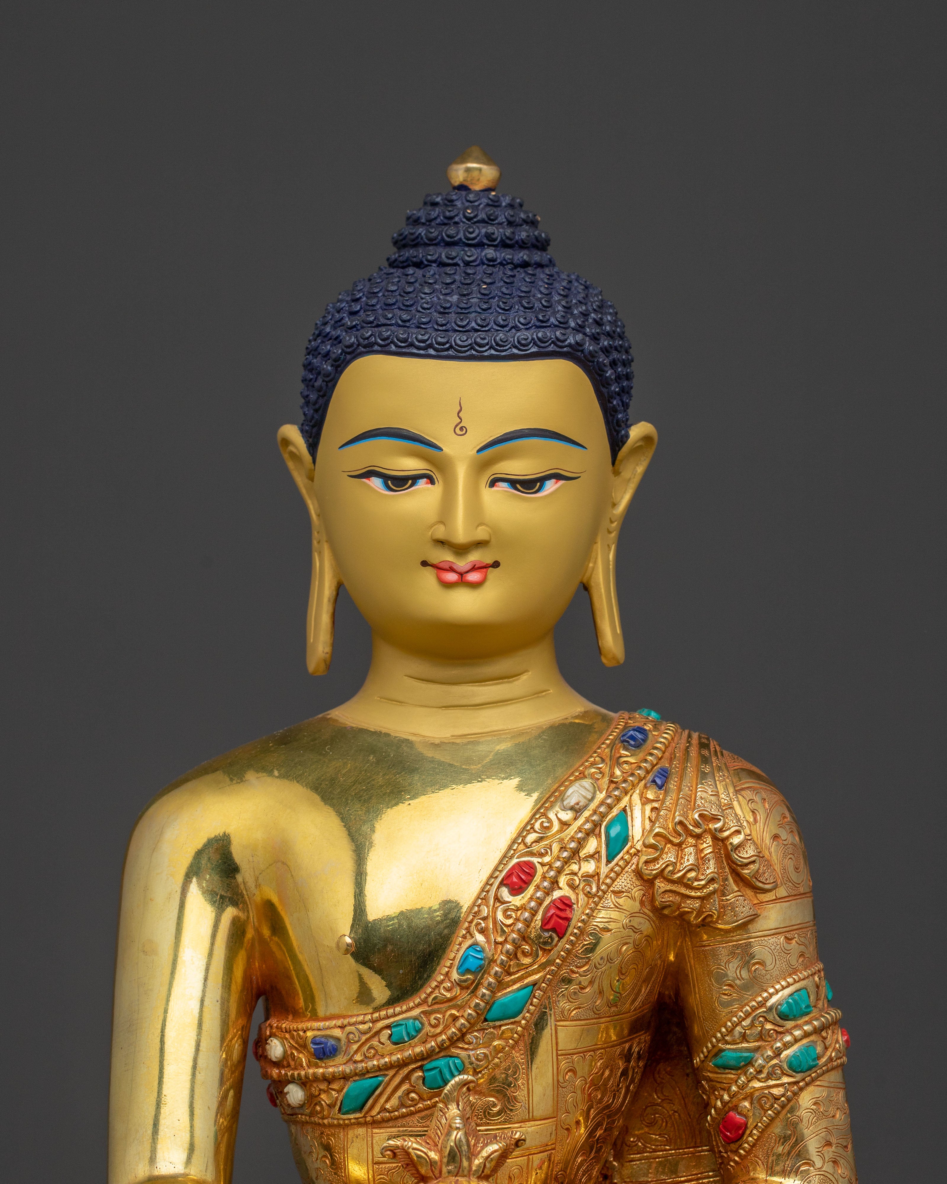 Medicine Buddha Sacred Altar Statue: 24K Gold Gilded