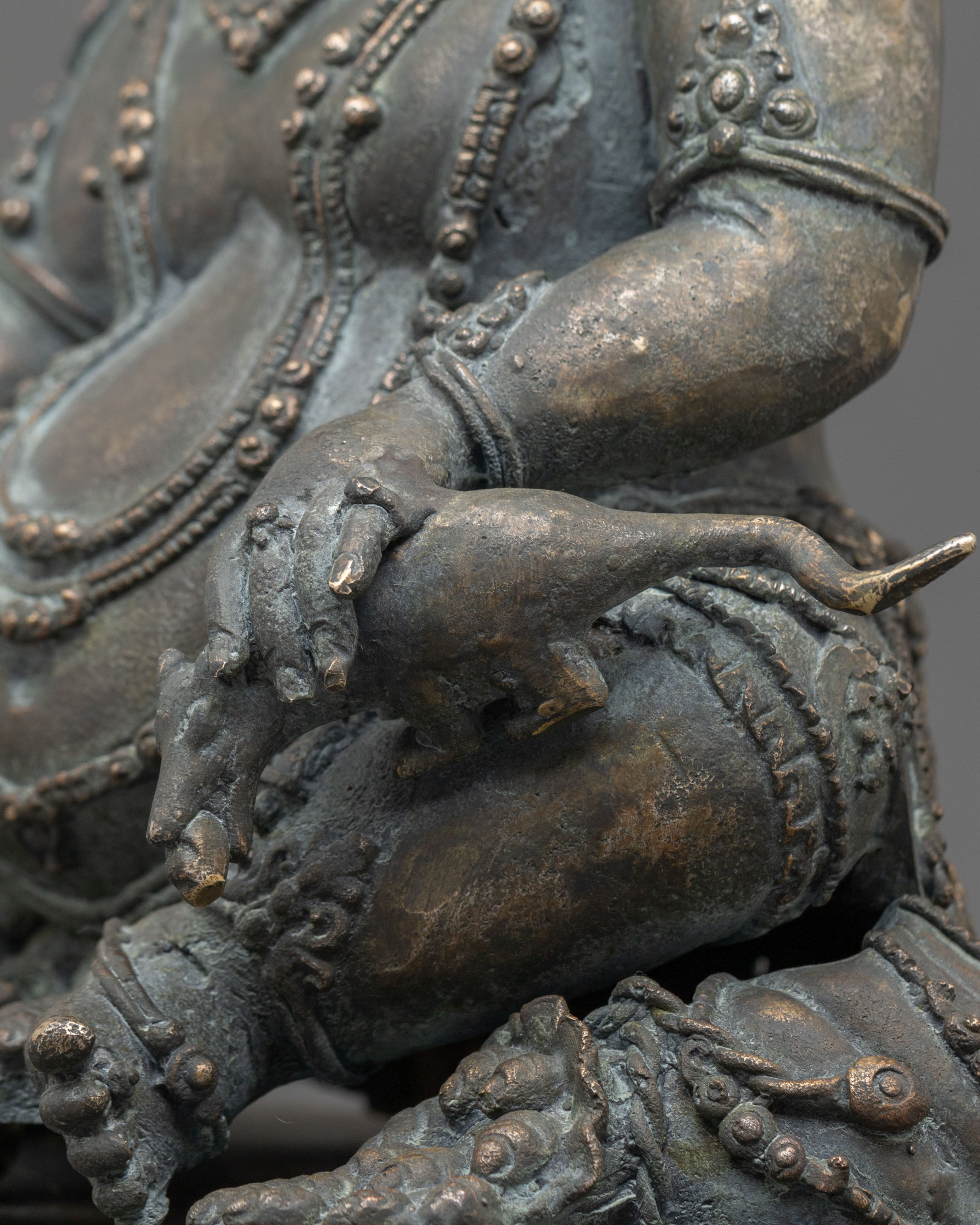 Tibetan Deity Dzambhala Copper Statue | Antique Finish