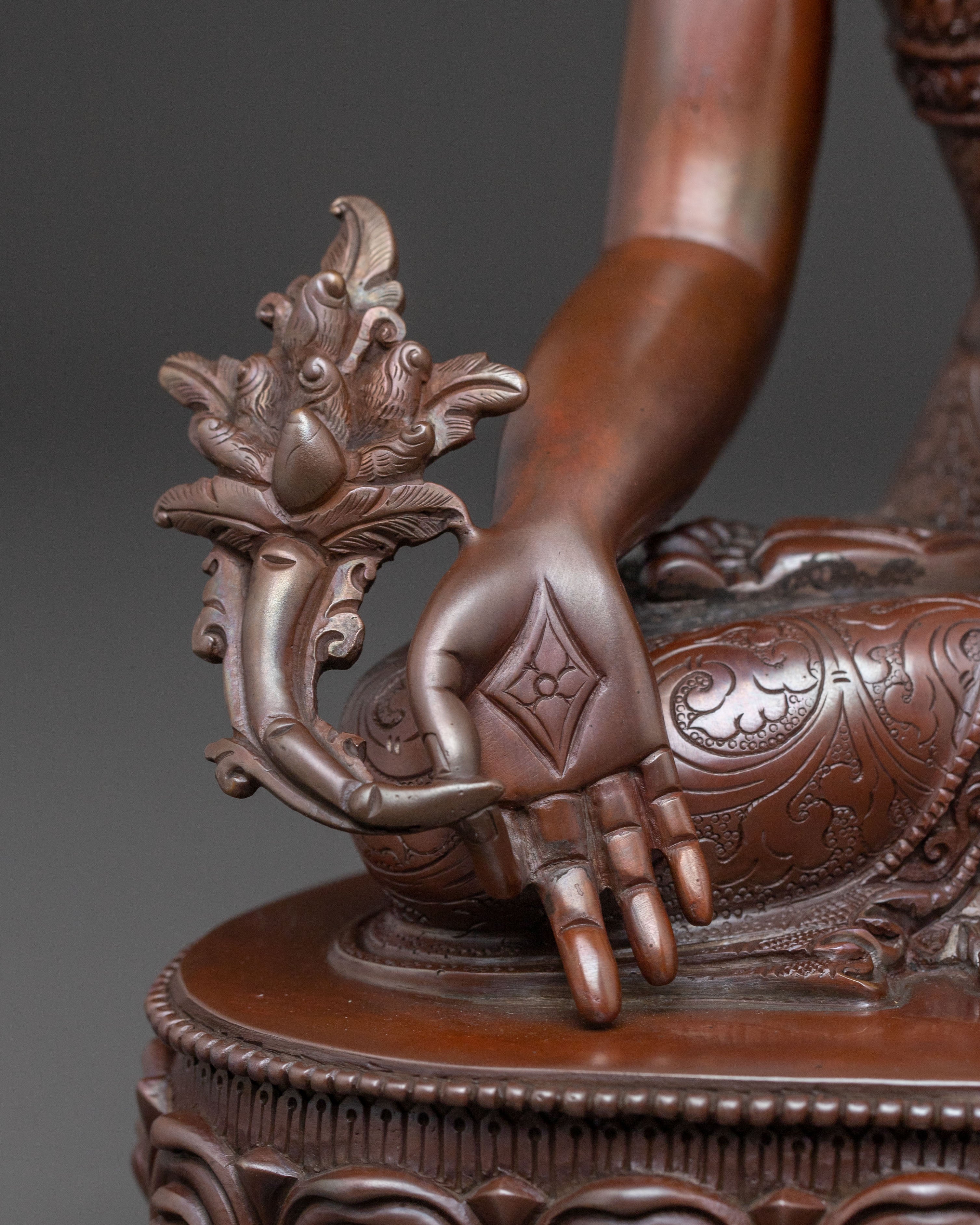 Tibetan Three Buddhas Statue Set – Oxidized Copper Serenity