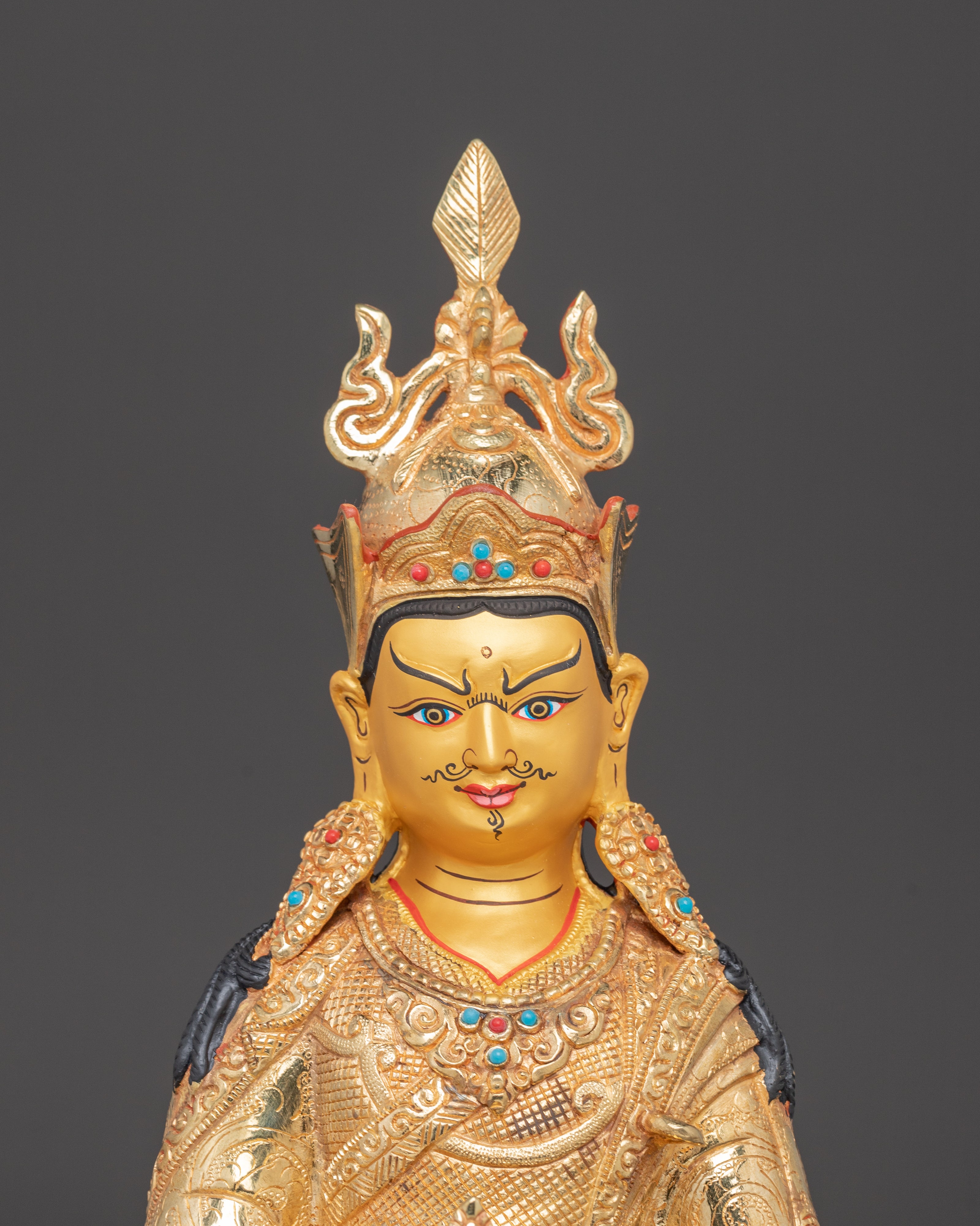 Golden Padmasambhava Handmade Statue | Guru Rinpoche Artwork