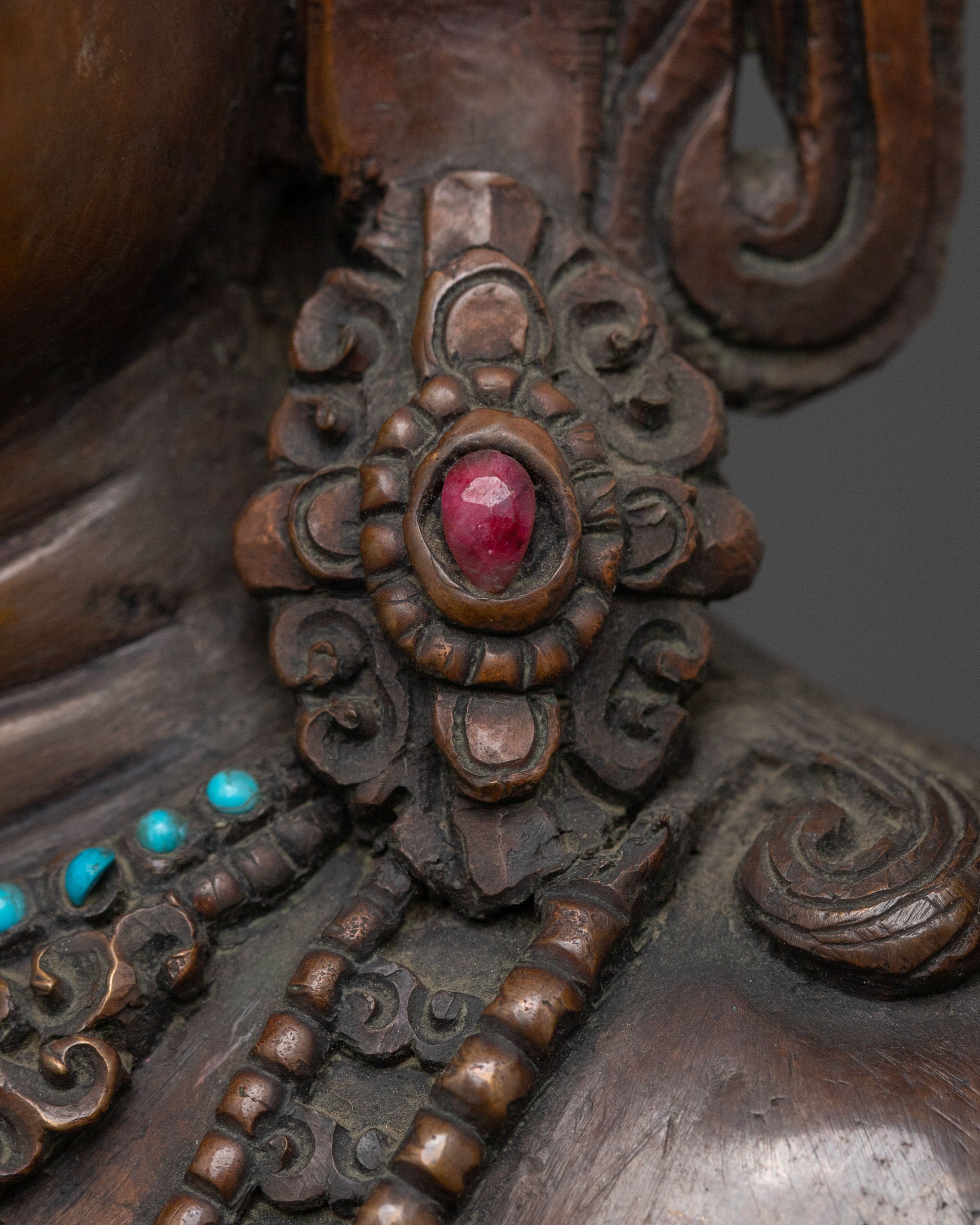 Wisdom Statue of Manjushri: Oxidized Copper Figurine