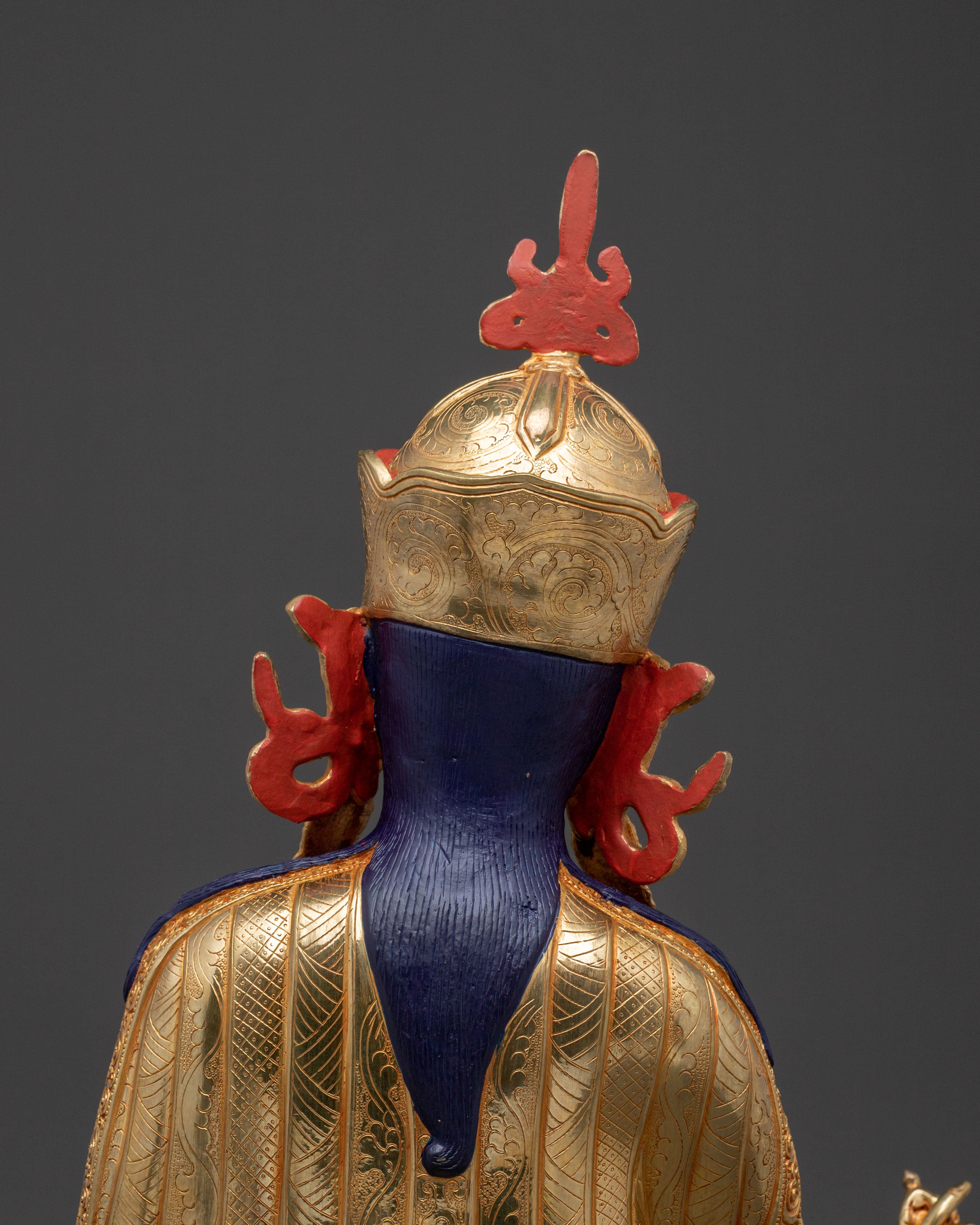 Guru Rinpoche Spiritual Statue: 24K Gold Gilded Art