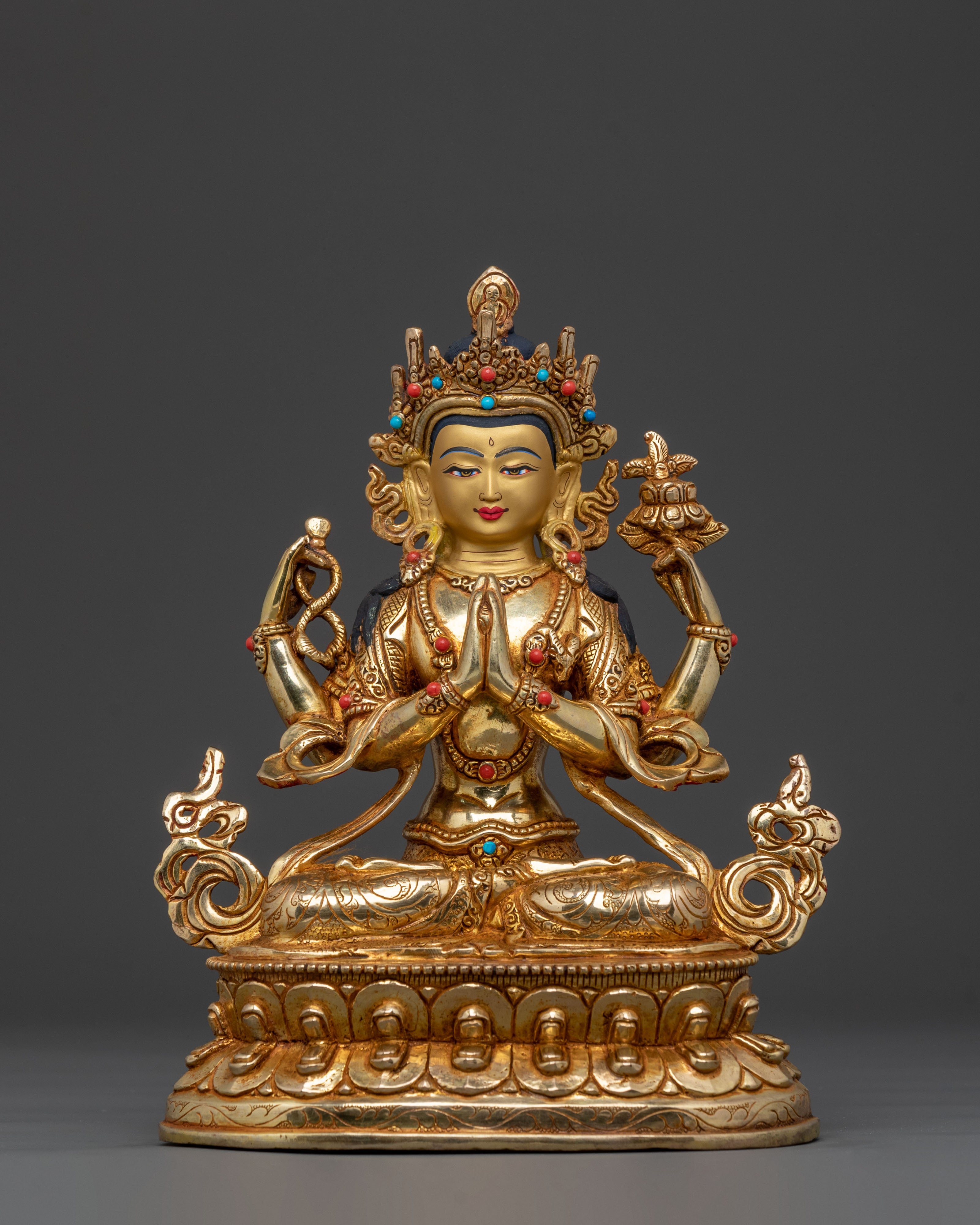 Chenrezig 24k Gold Gilded Spiritual Statue
