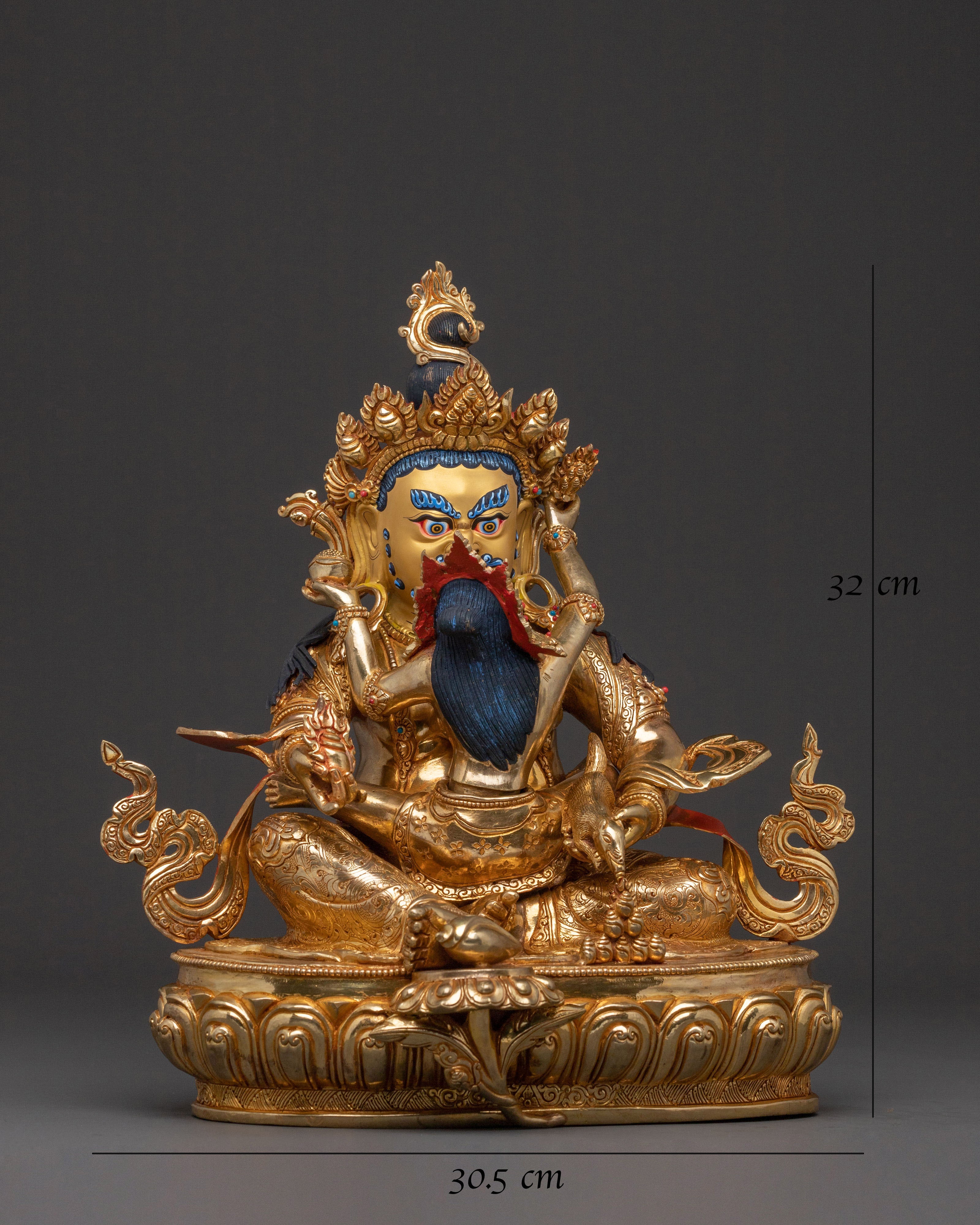 Green Dzambhala Spiritual Statue | Generosity Figure