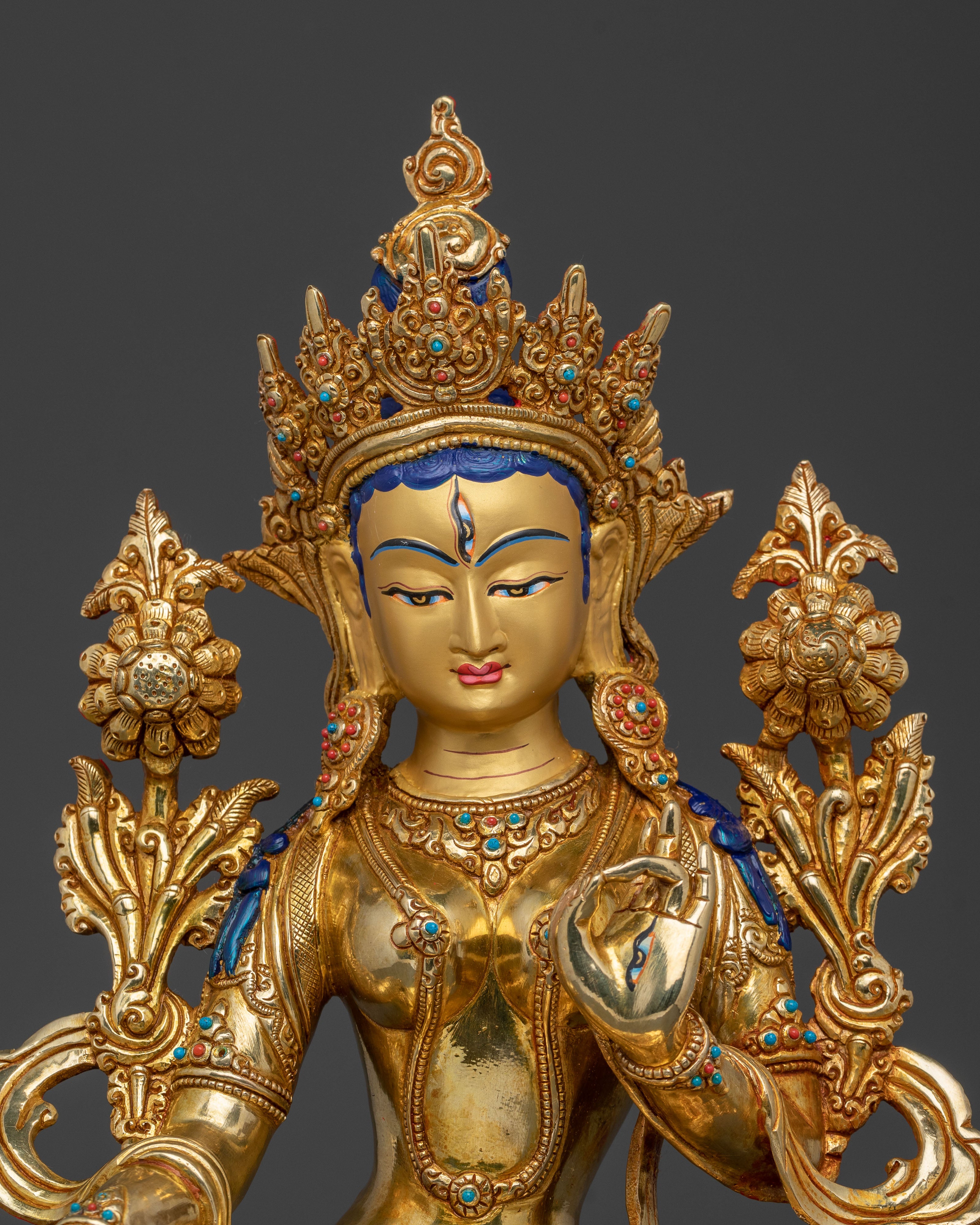 White Tara Sacred Statue: Handcrafted Himalayan Golden Statue