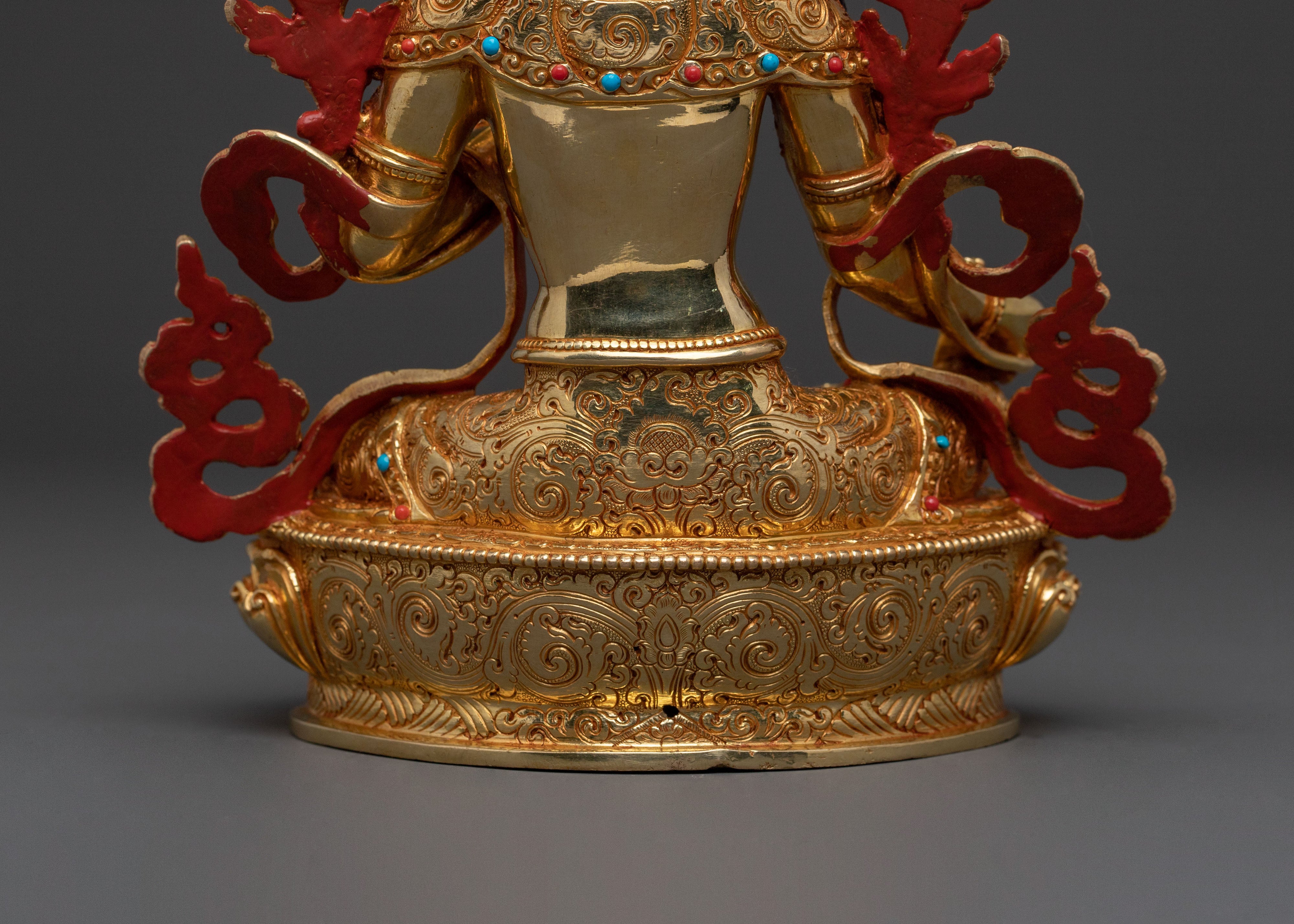 Green Tara Goddess Icon | 24K Gold Gilded Statue