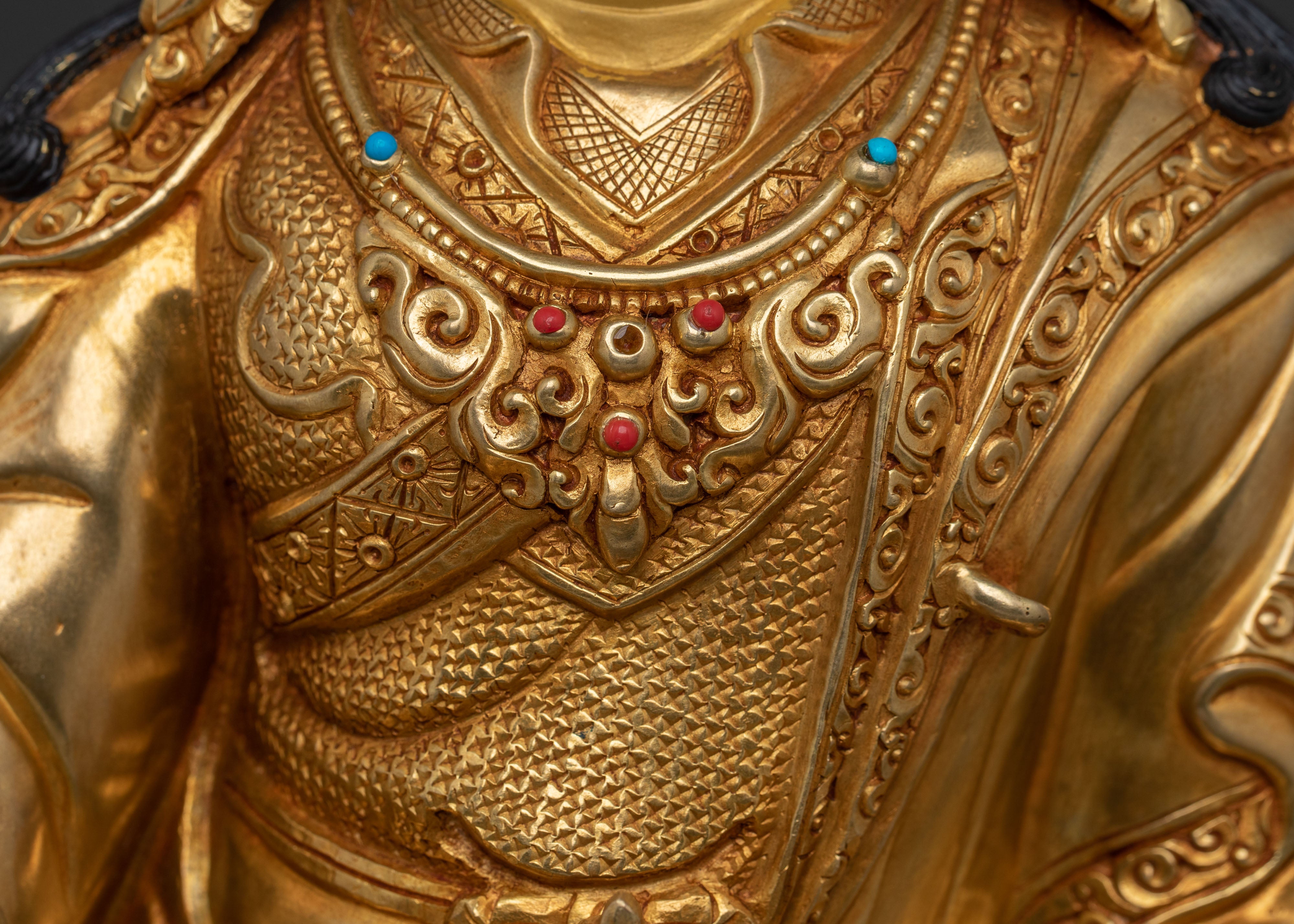 Guru Rinpoche Buddhist Teacher Statue | Tibetan Altar Decor