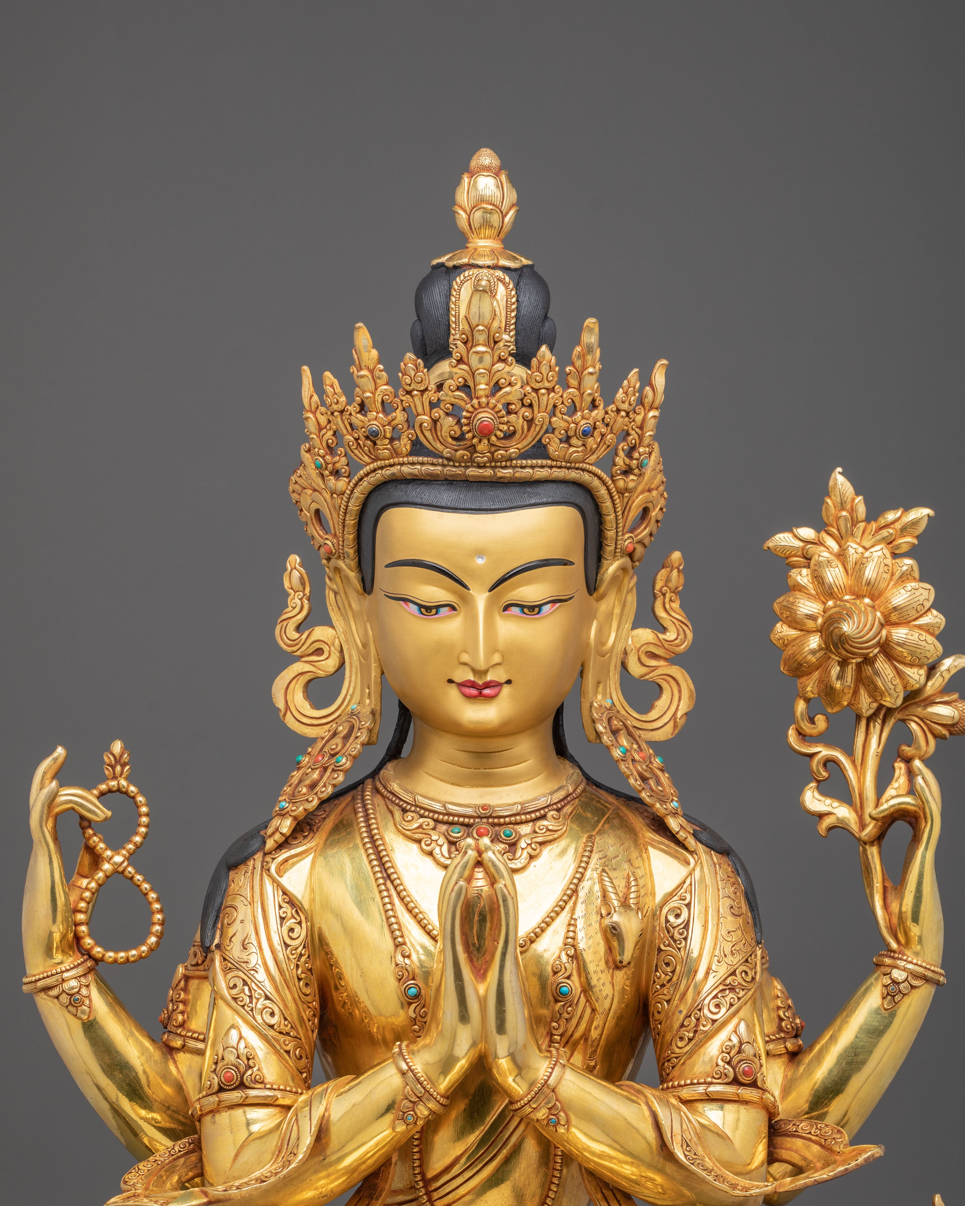 Five Bodhisattvas Statue Set | Sacred Golden Buddhist Collection