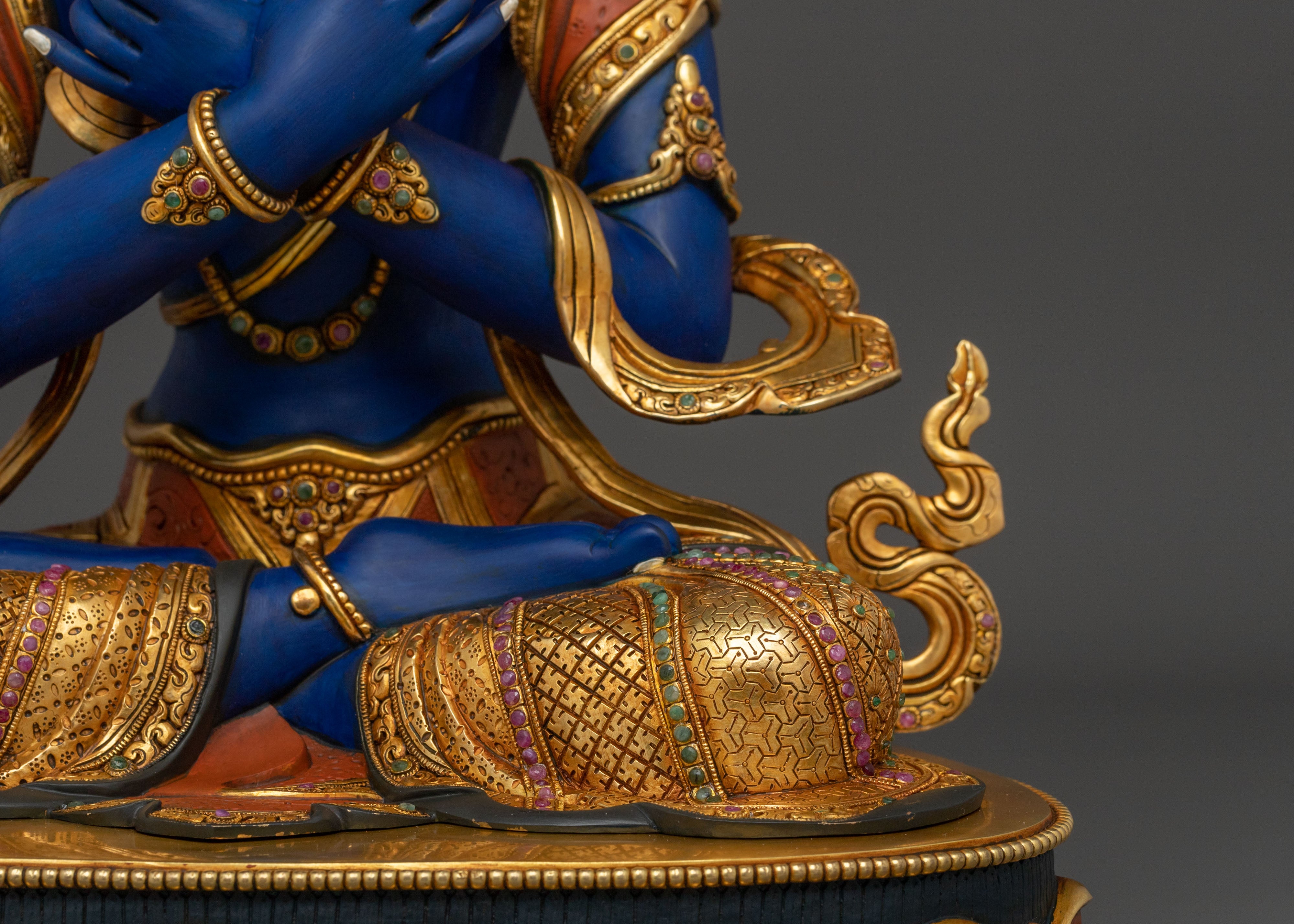 Vajradhara Statue | Exquisite 24K Gold Gilded Figurine