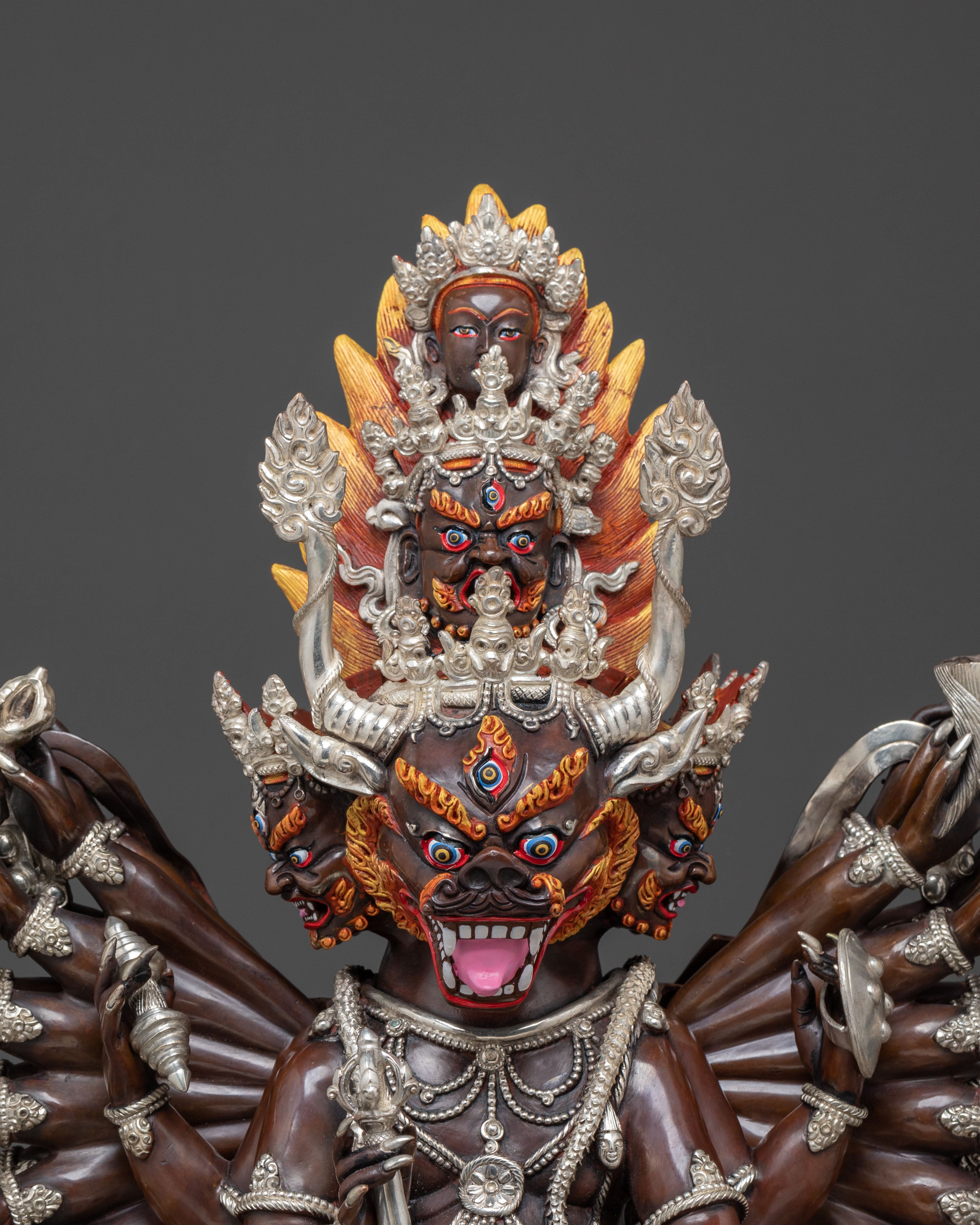 Oxidized Copper Yamantaka Statue | Buddhist Altar Decor