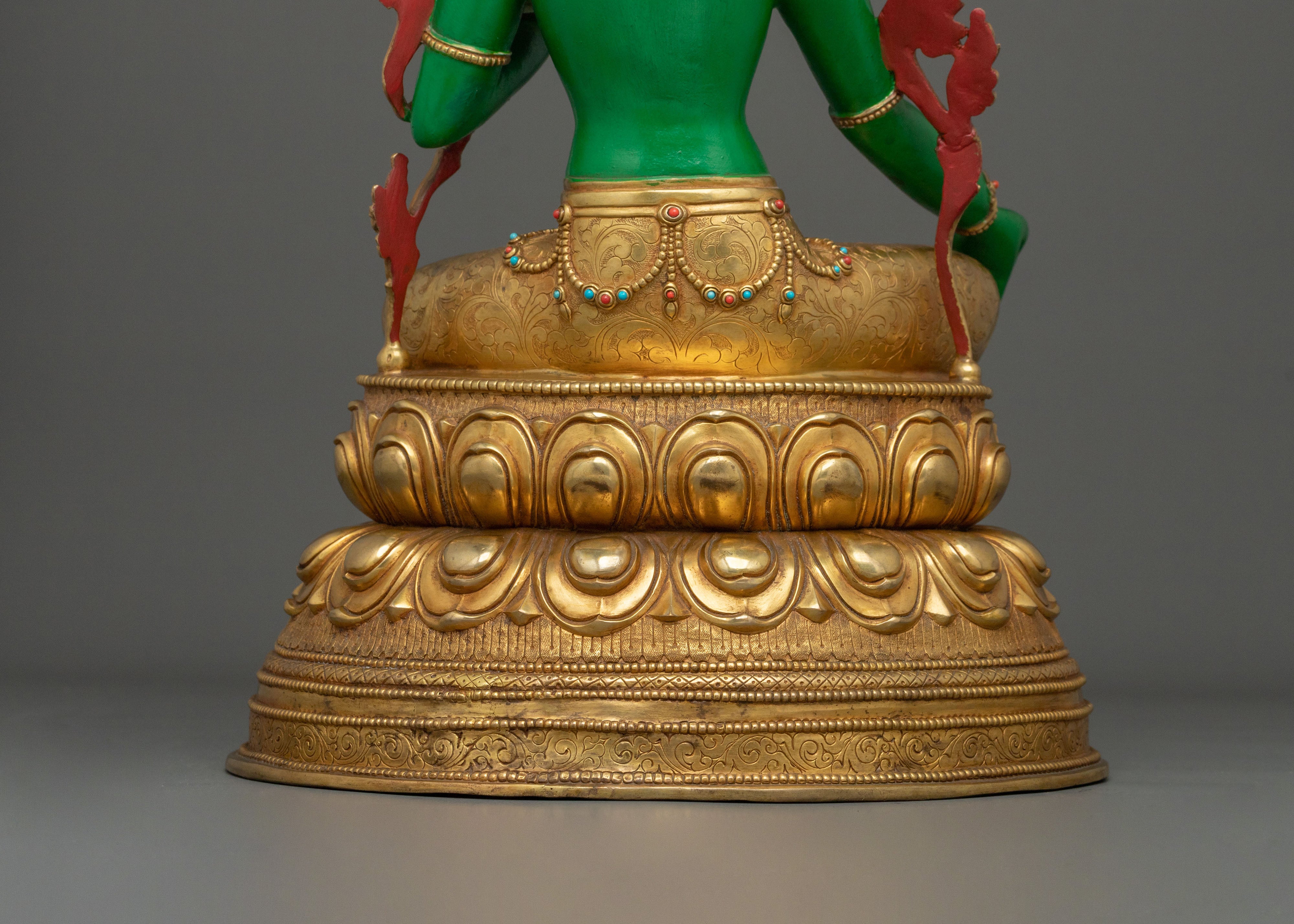Tibetan Guardian Green Tara Statue | Buddhist Protector