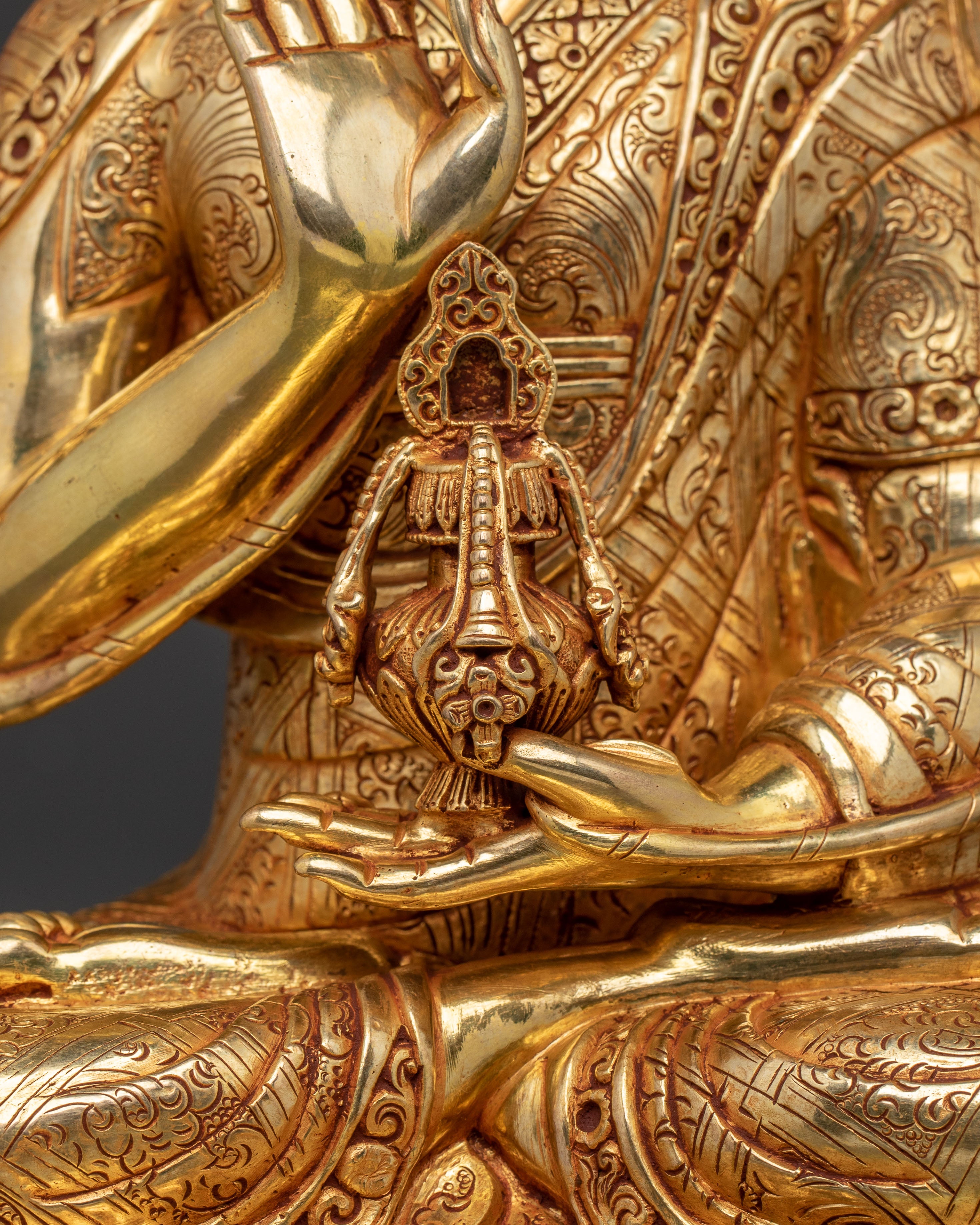 Tsongkhapa Spiritual Statue – 24K Gold Gilded