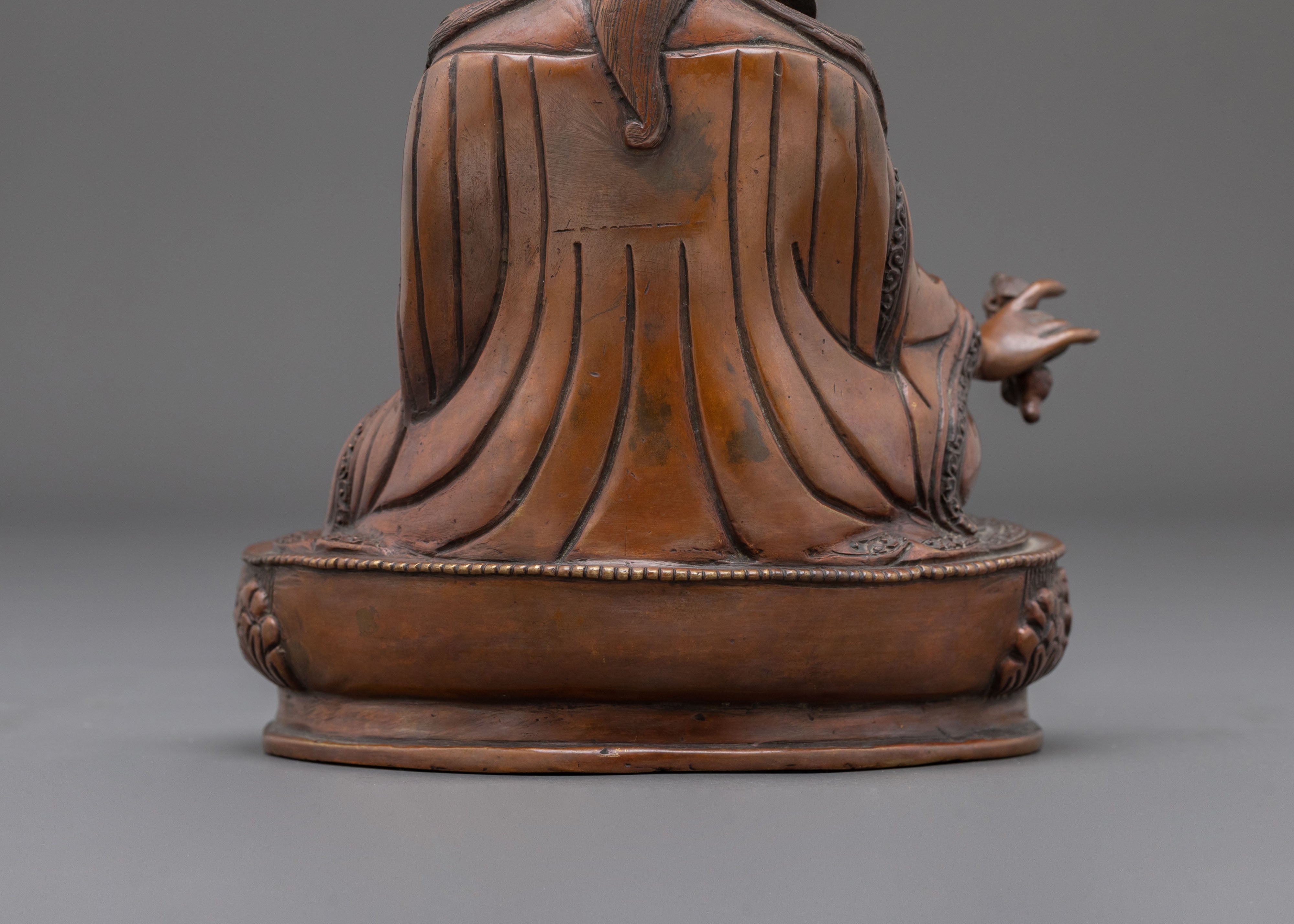 Guru Rinpoche Buddhist Altar Sculpture | Oxidized Copper Statue