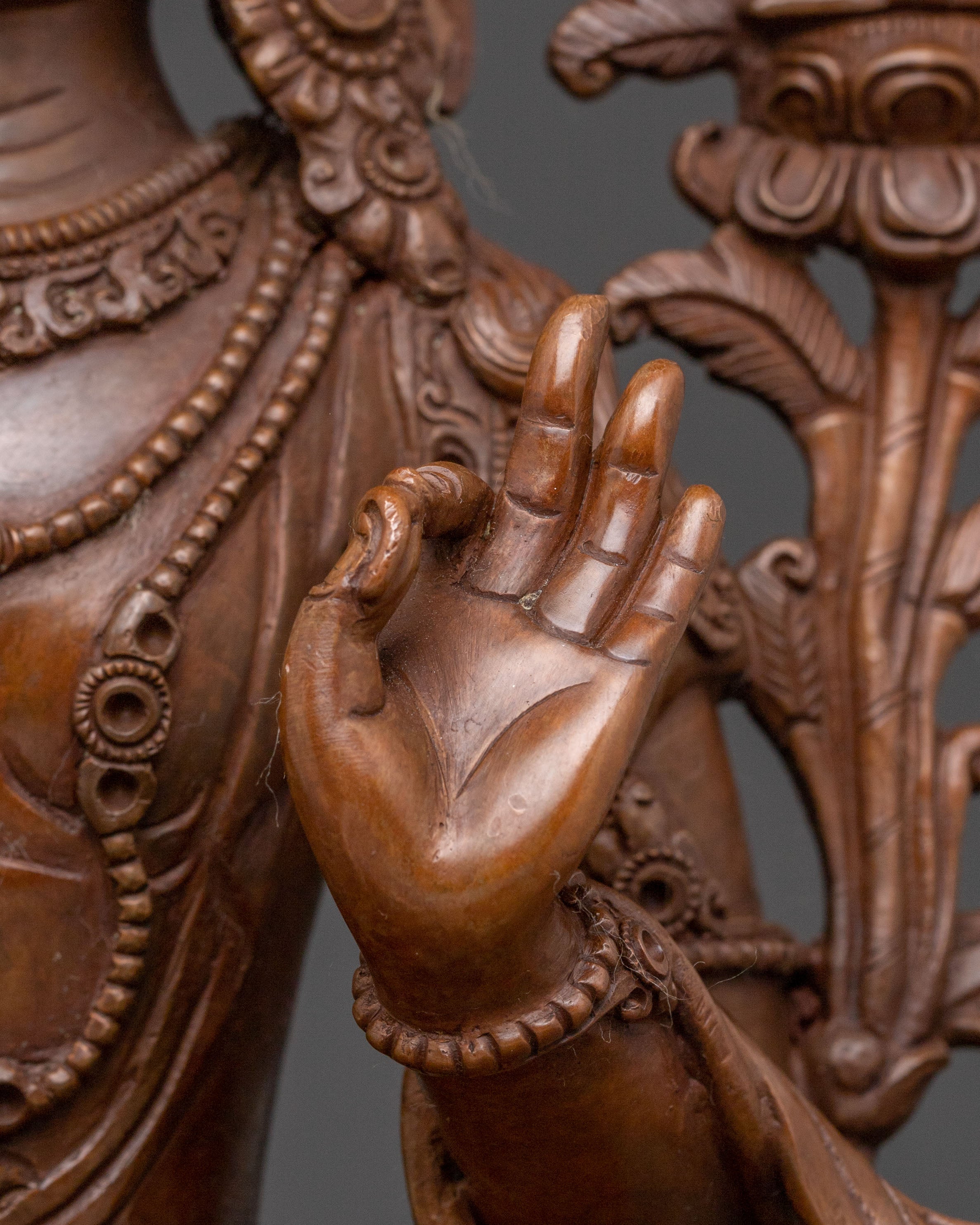 Manjushri Bodhisattva Statue for Altar - Oxidized Copper Finish