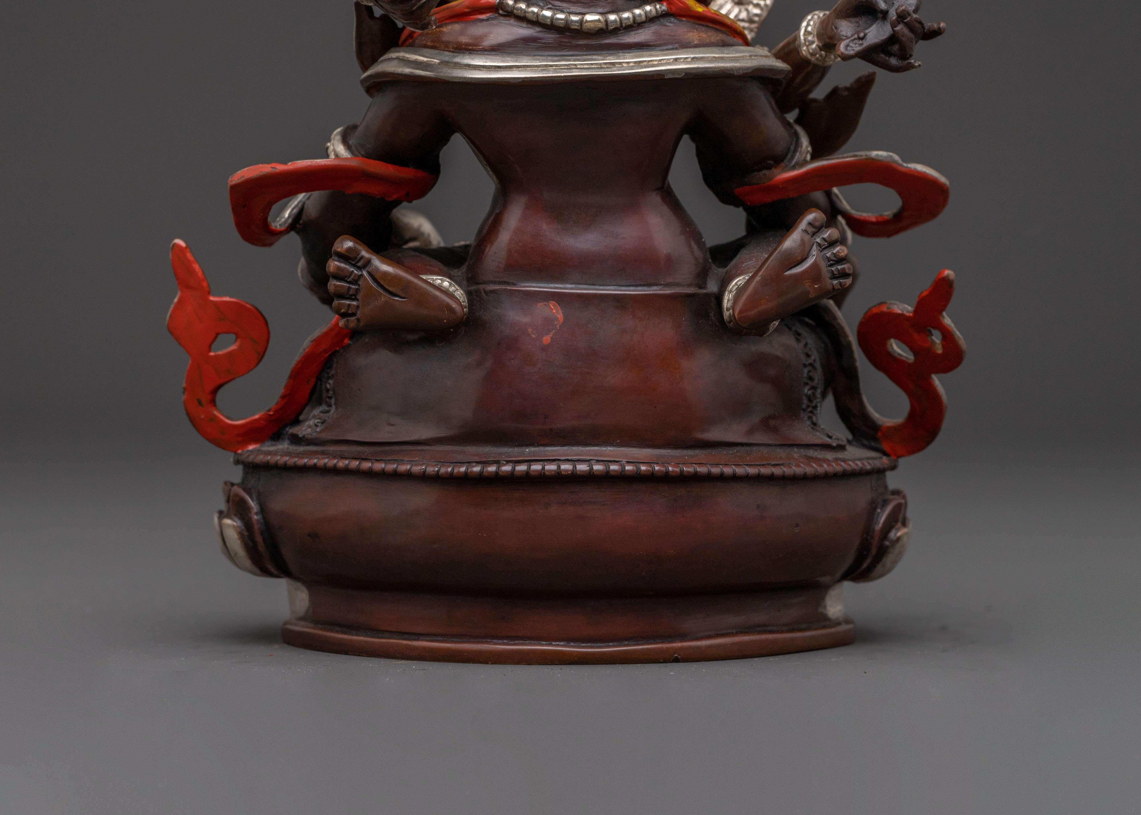 Green Dzambhala Statue: Oxidized Copper Abundance