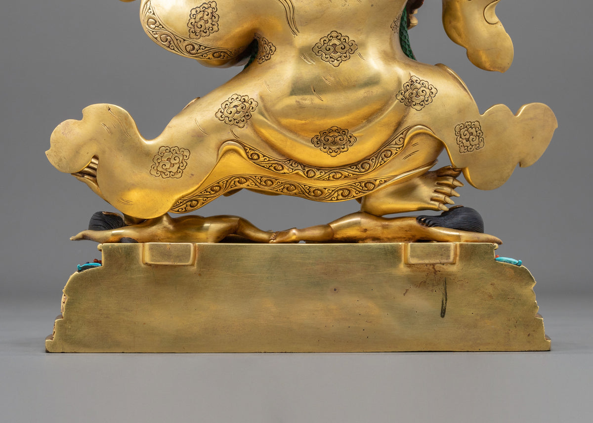 24K Gold Gilded Copper Mahakala Bernakchen Statue | Vajrayana Protector