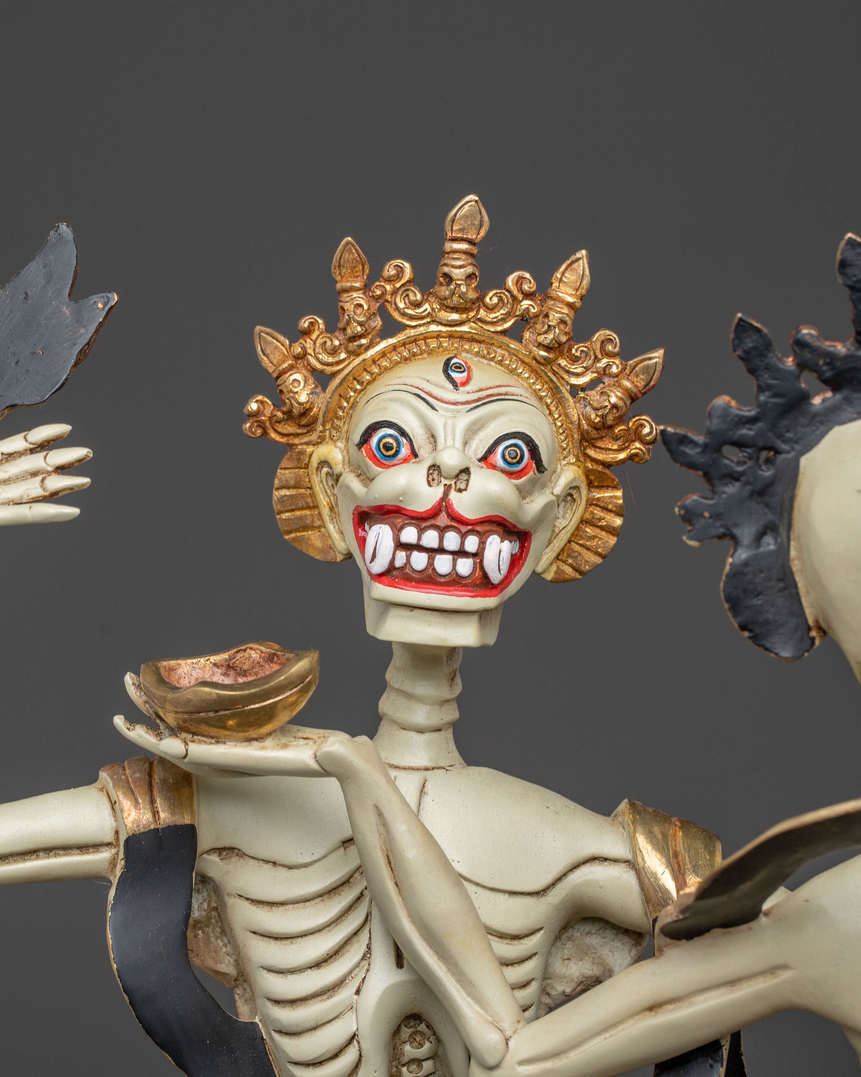 Copper Chitipati Statue - Hand-Gilded Masterpiece