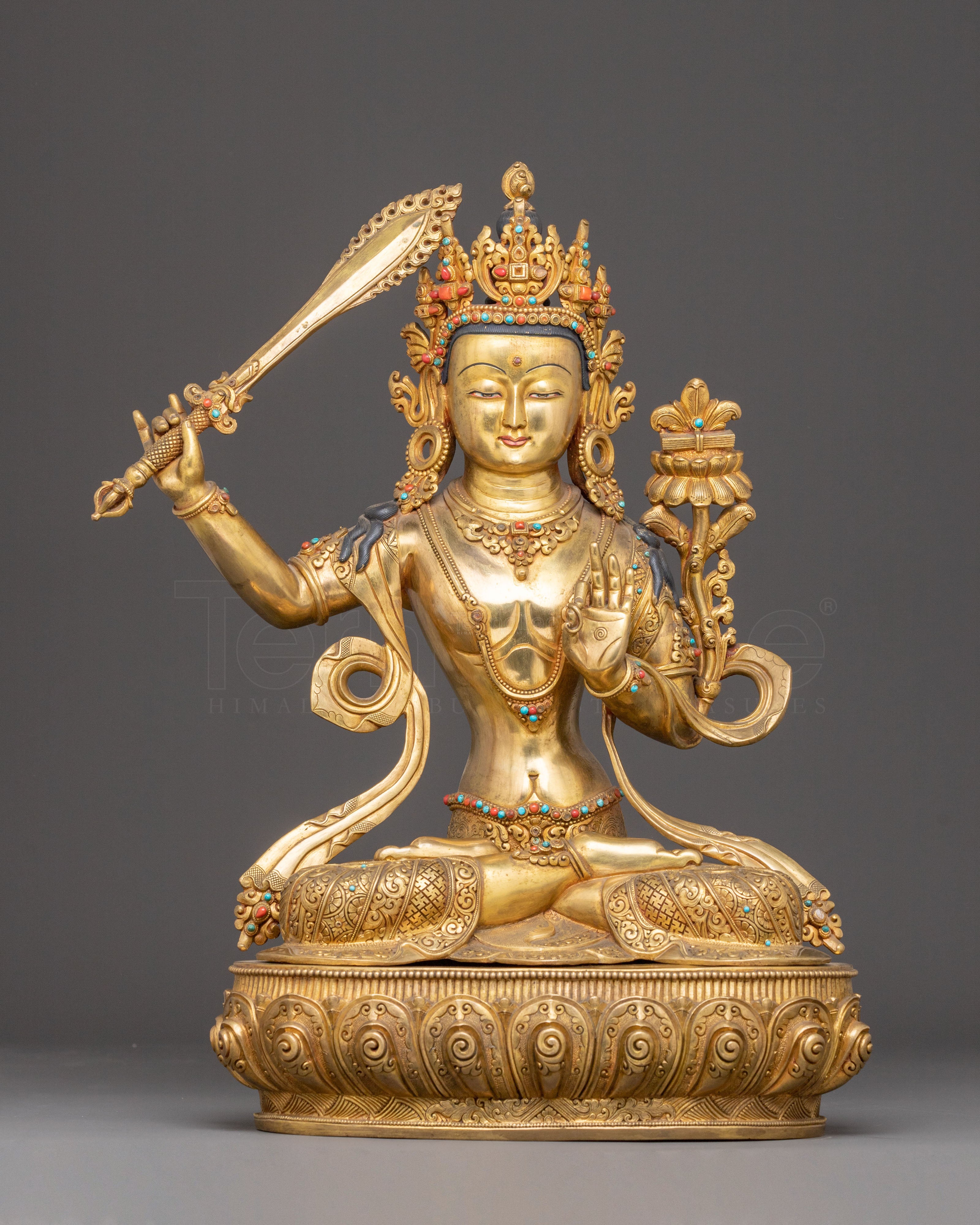 Manjushri Bodhisattva Handcrafted Statue | Traditional Himalayan Art