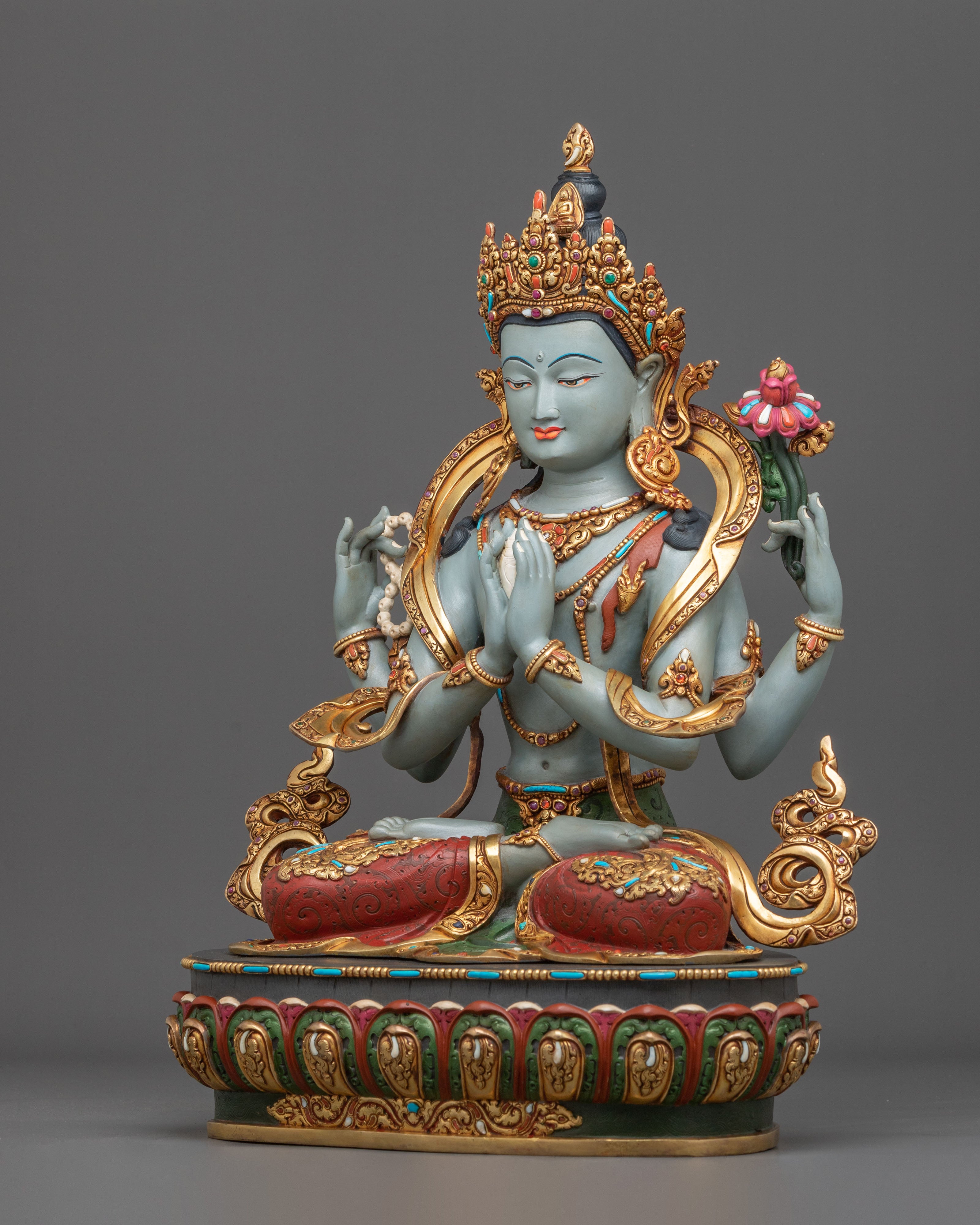 Tibetan Deity Four-Armed Chenrezig Statue | Home Decor