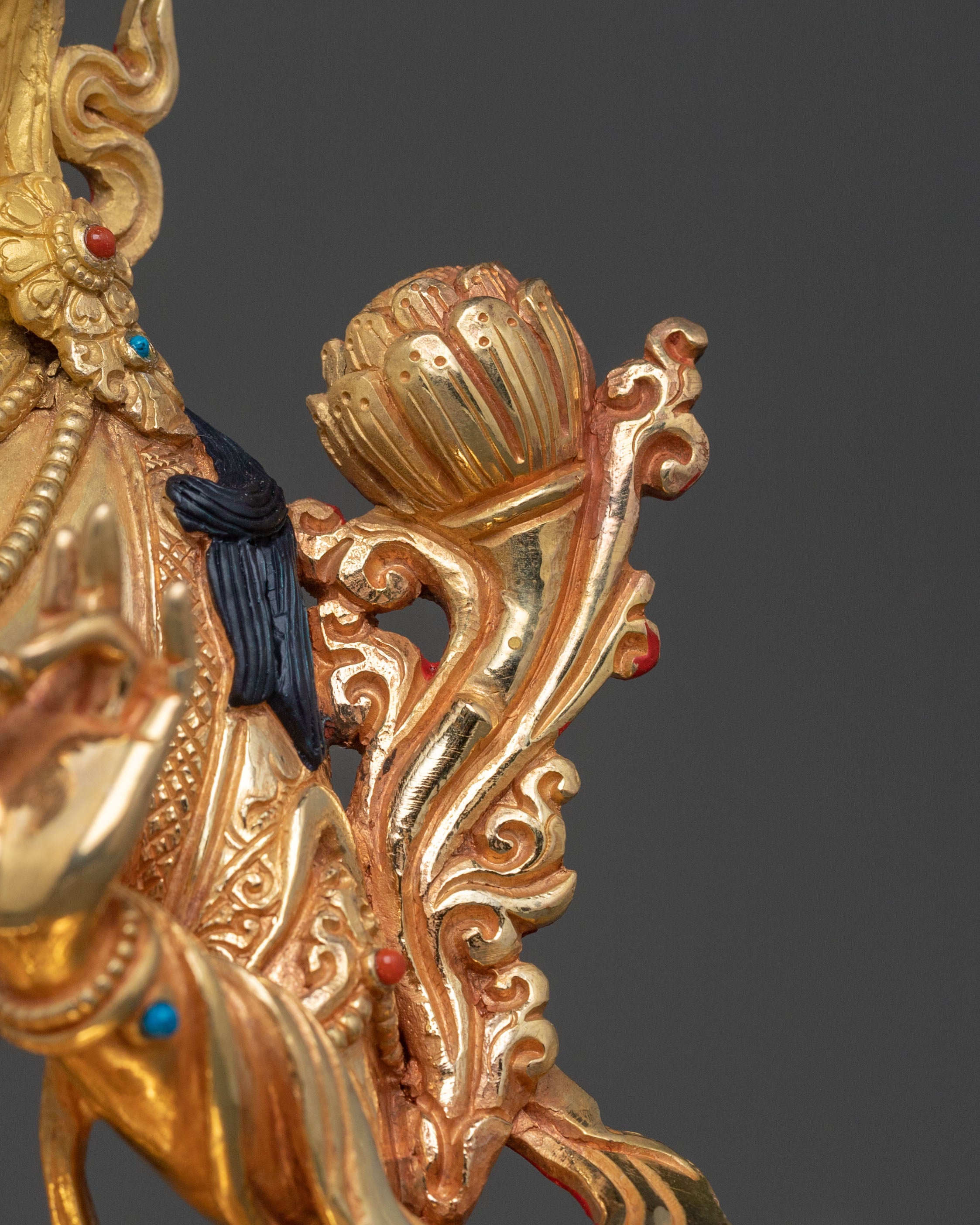 Green Tara Spiritual Altar Decor Statue in Radiant 24K Gold