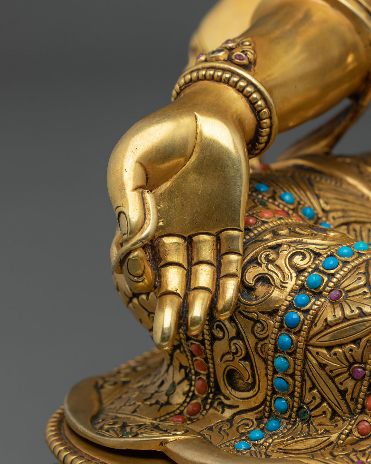 Tibetan Protector Figurine Green Tara in 24K Gold Gilded Copper