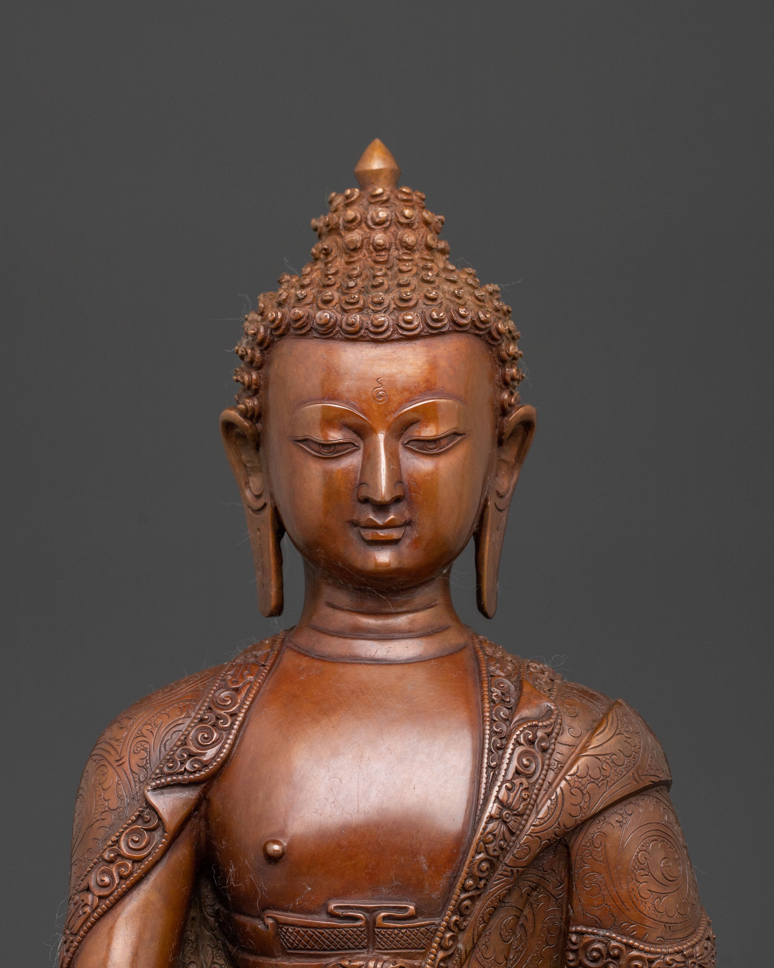 Traditional Shakyamuni Buddha Copper Statue | Oxidized Serenity