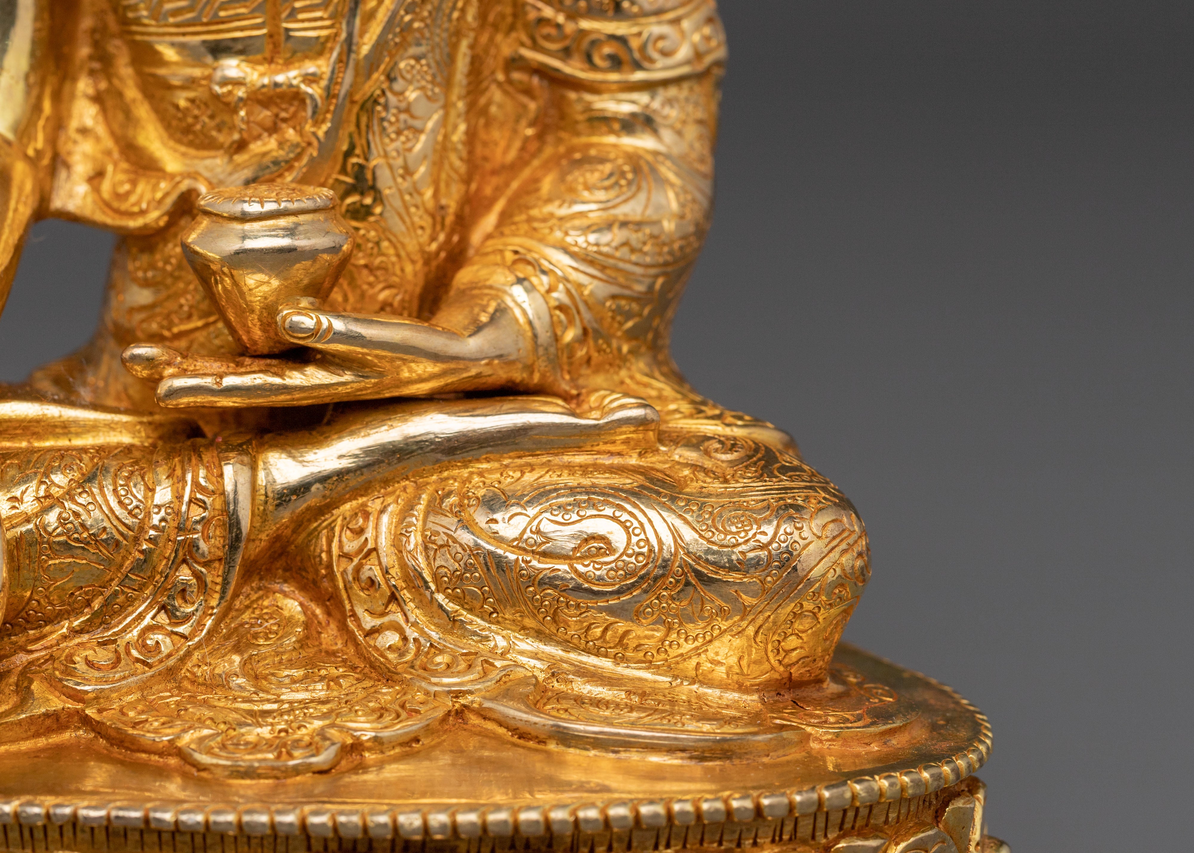 Timeless Statue of Shakyamuni Buddha - 24K Gold Gilded Statue