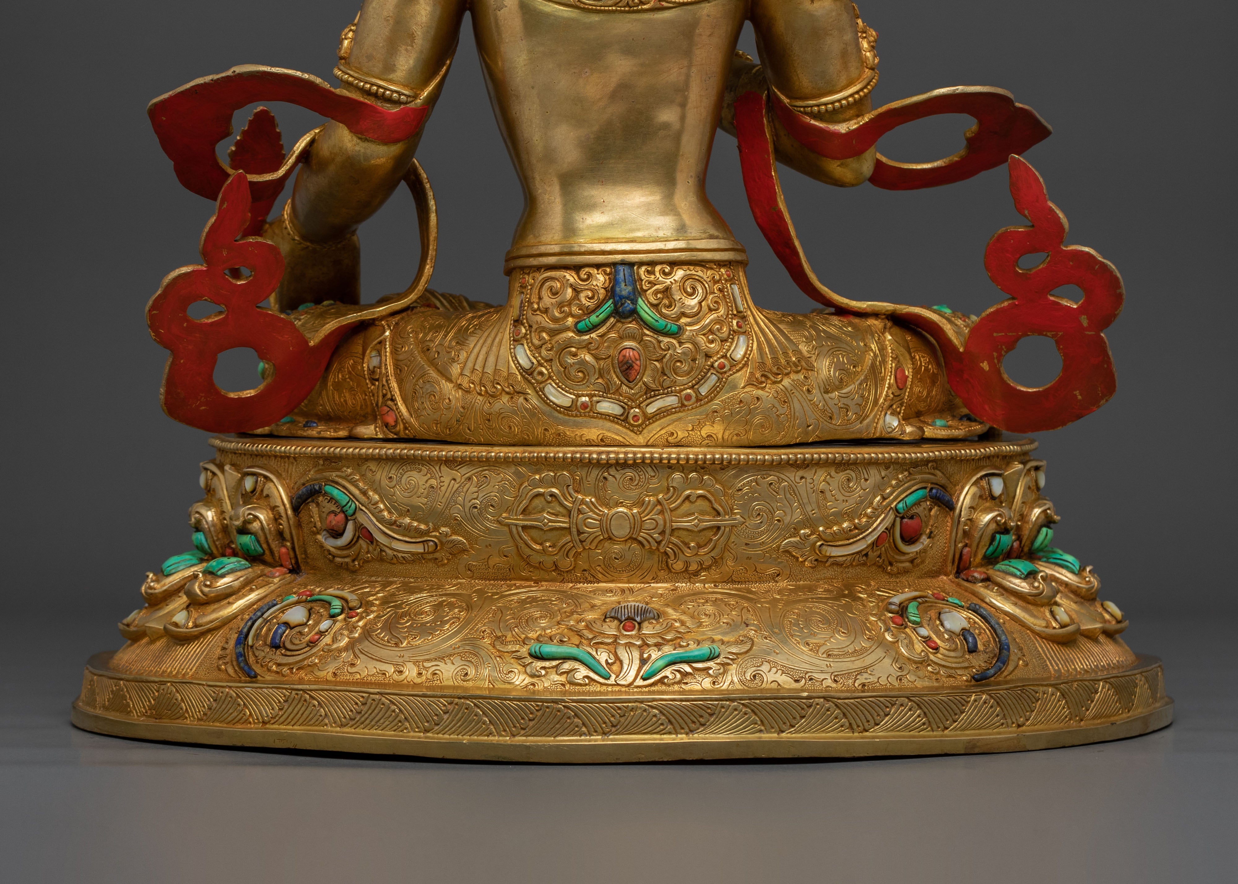 Kshitigarbha Gold Gilded Statue | Traditional Vajrayana Statue