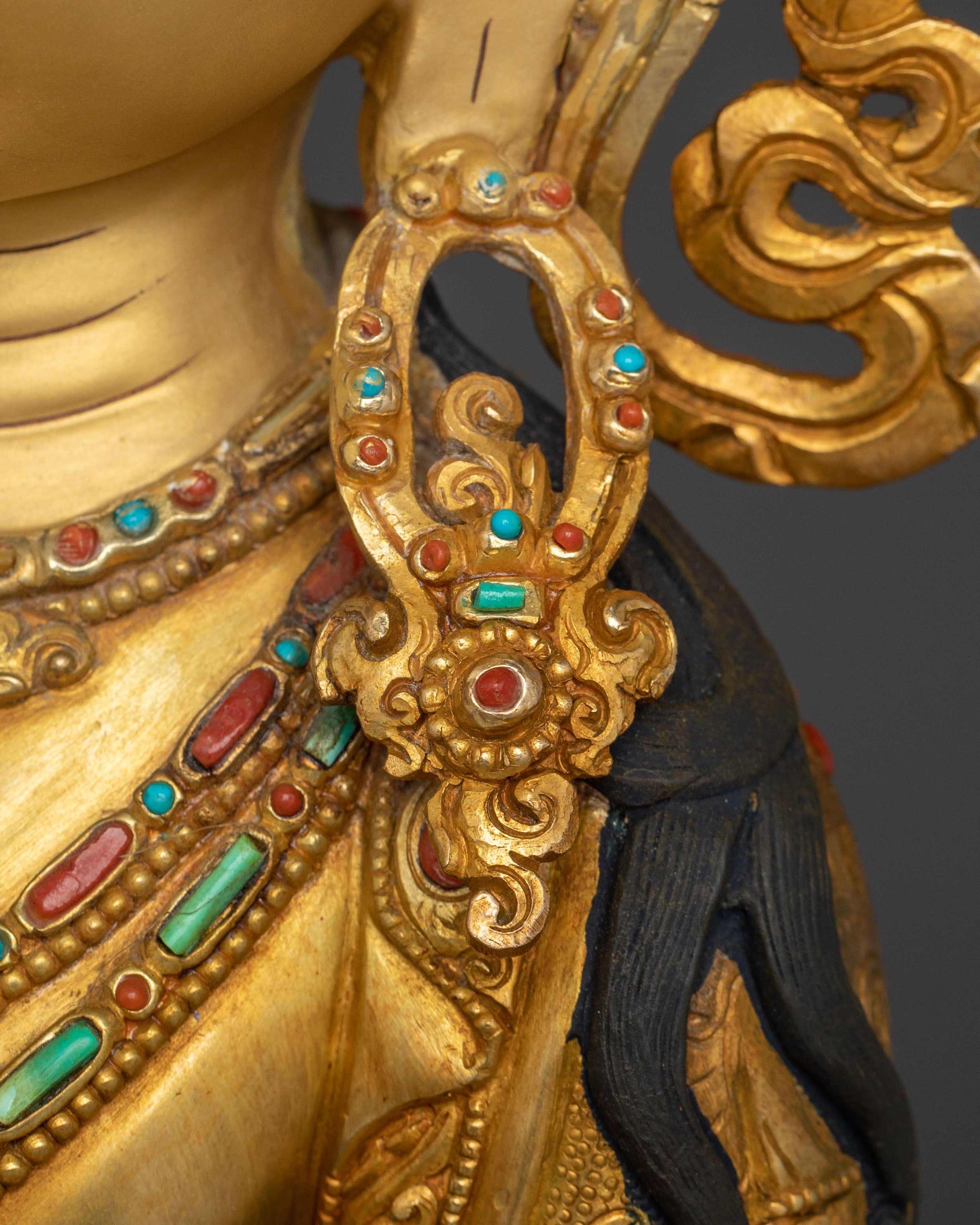 Kshitigarbha Gold Gilded Statue | Traditional Vajrayana Statue