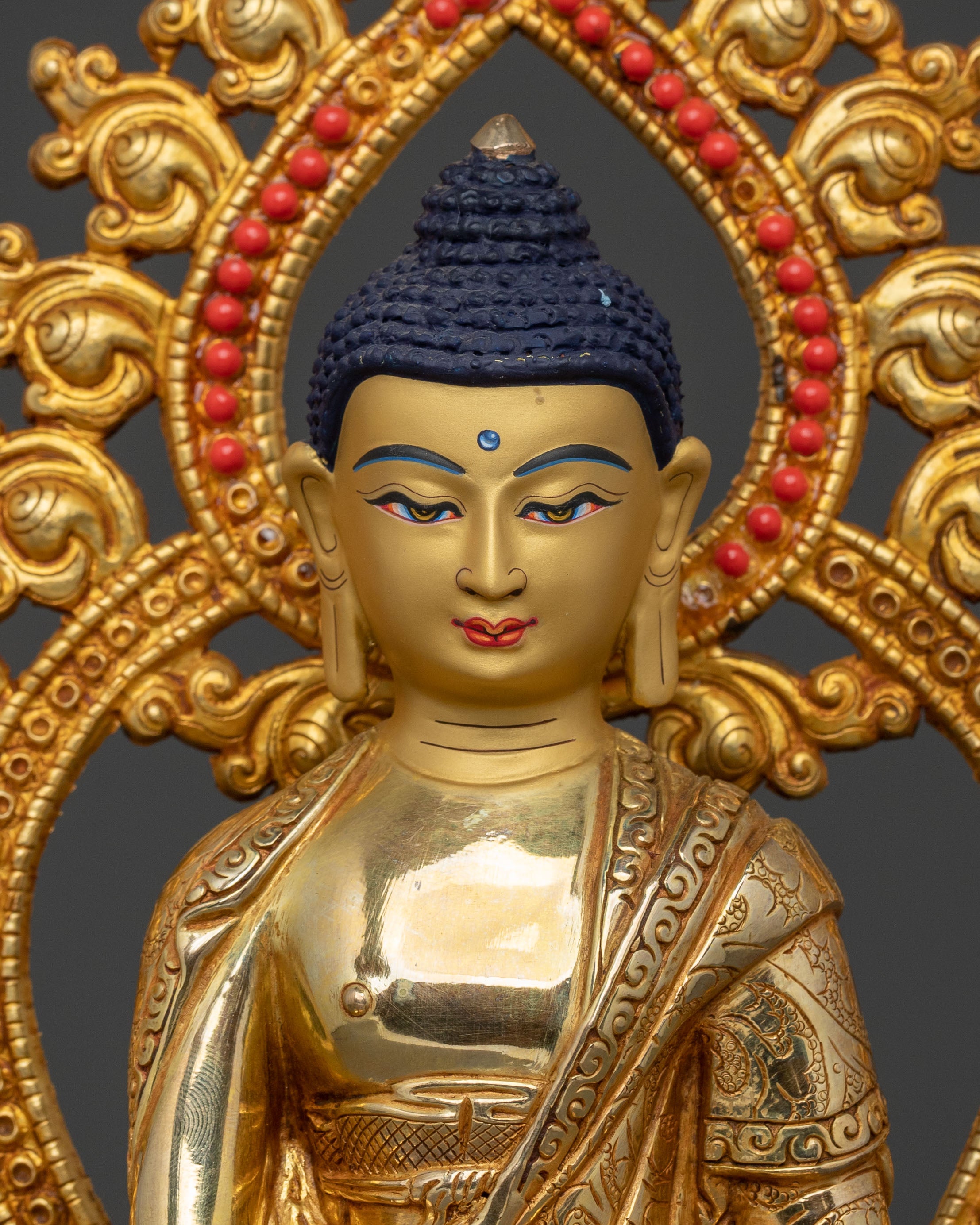 Shakyamuni Buddha Enlightenment Dharma Statue | 24K Gold Gilded