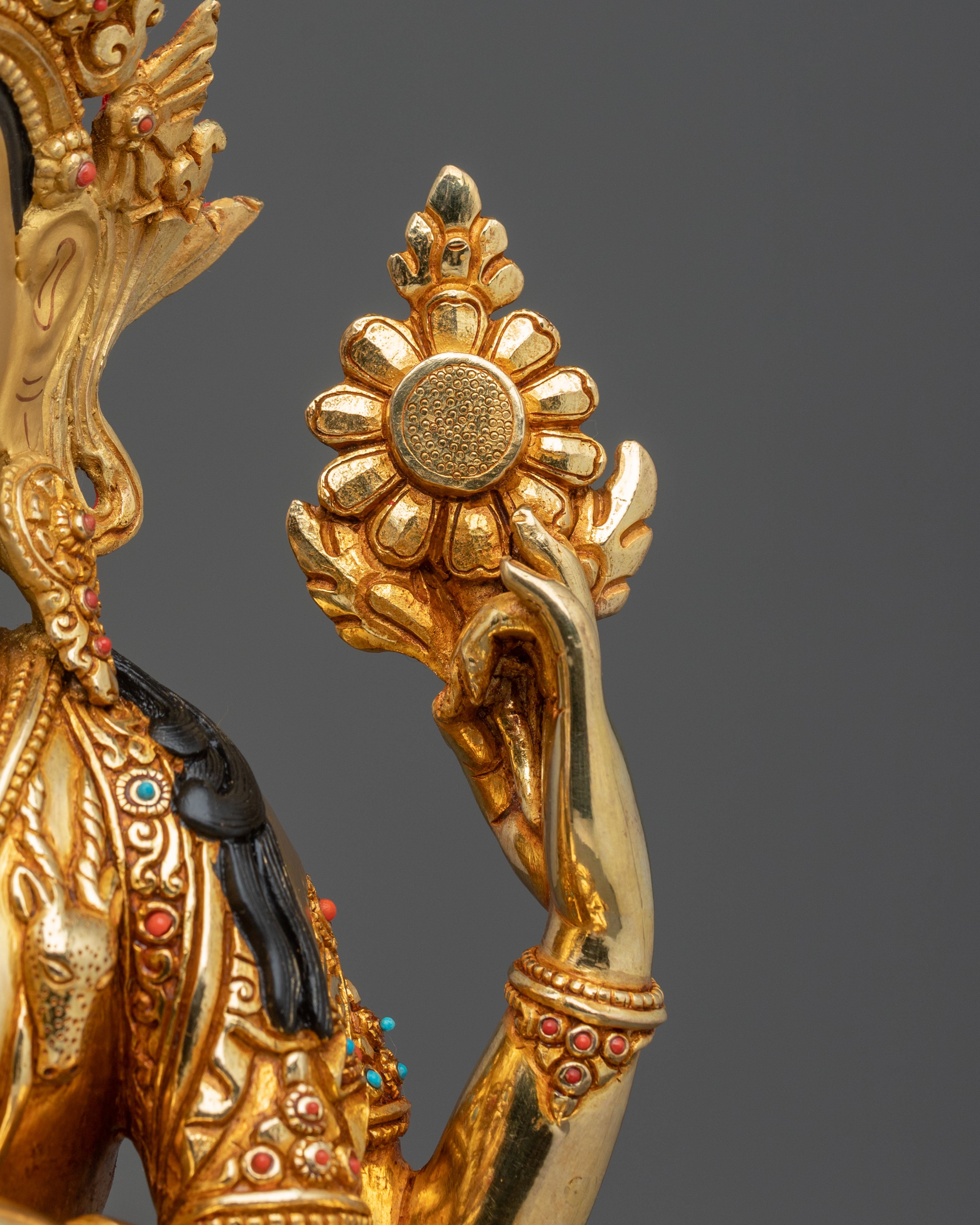 Four-Armed Chenrezig Sculpture | Handmade Copper Figurine